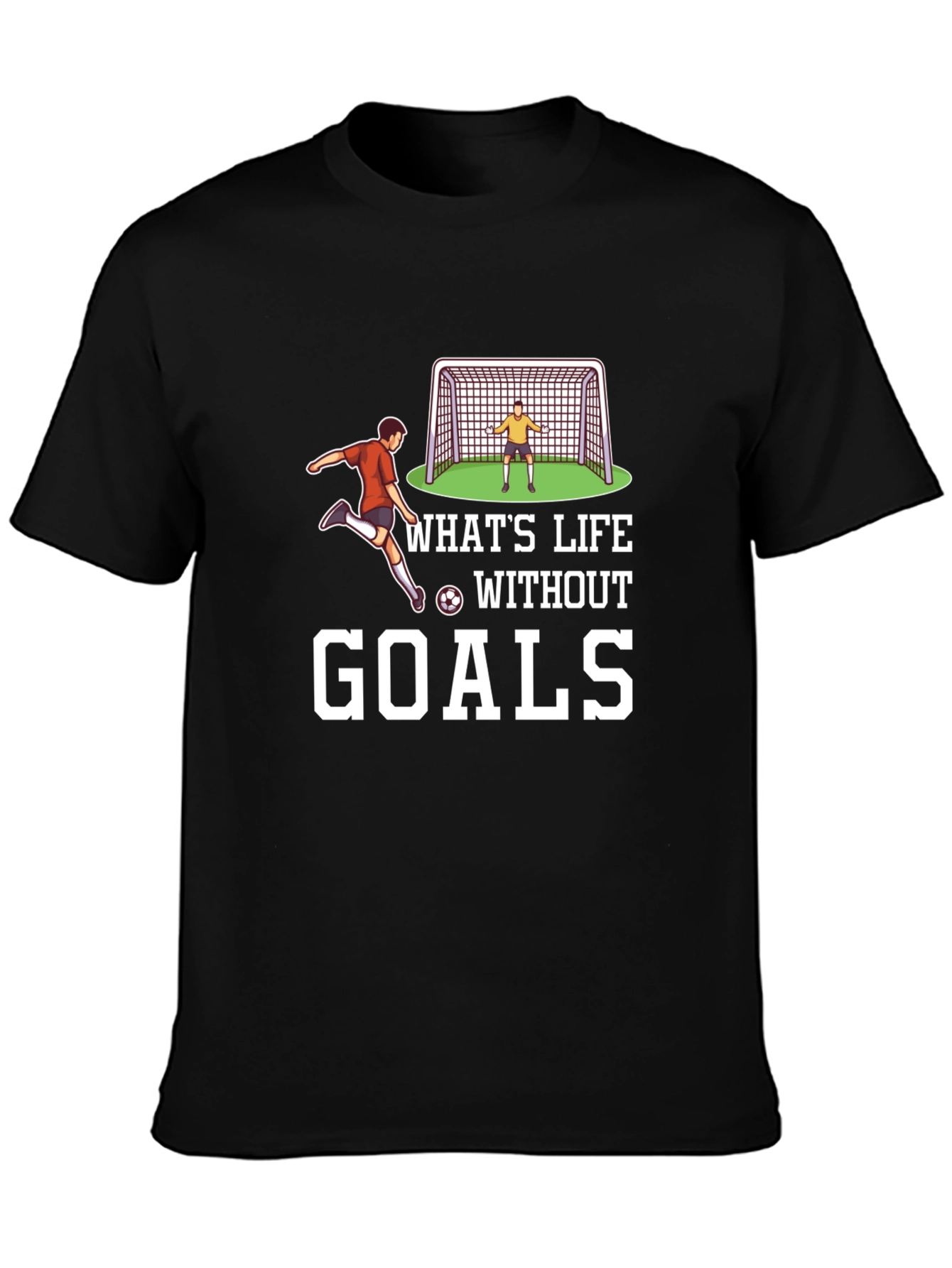 Black Soccer Goals Graphic T-Shirt - Black Casual Tee view 3