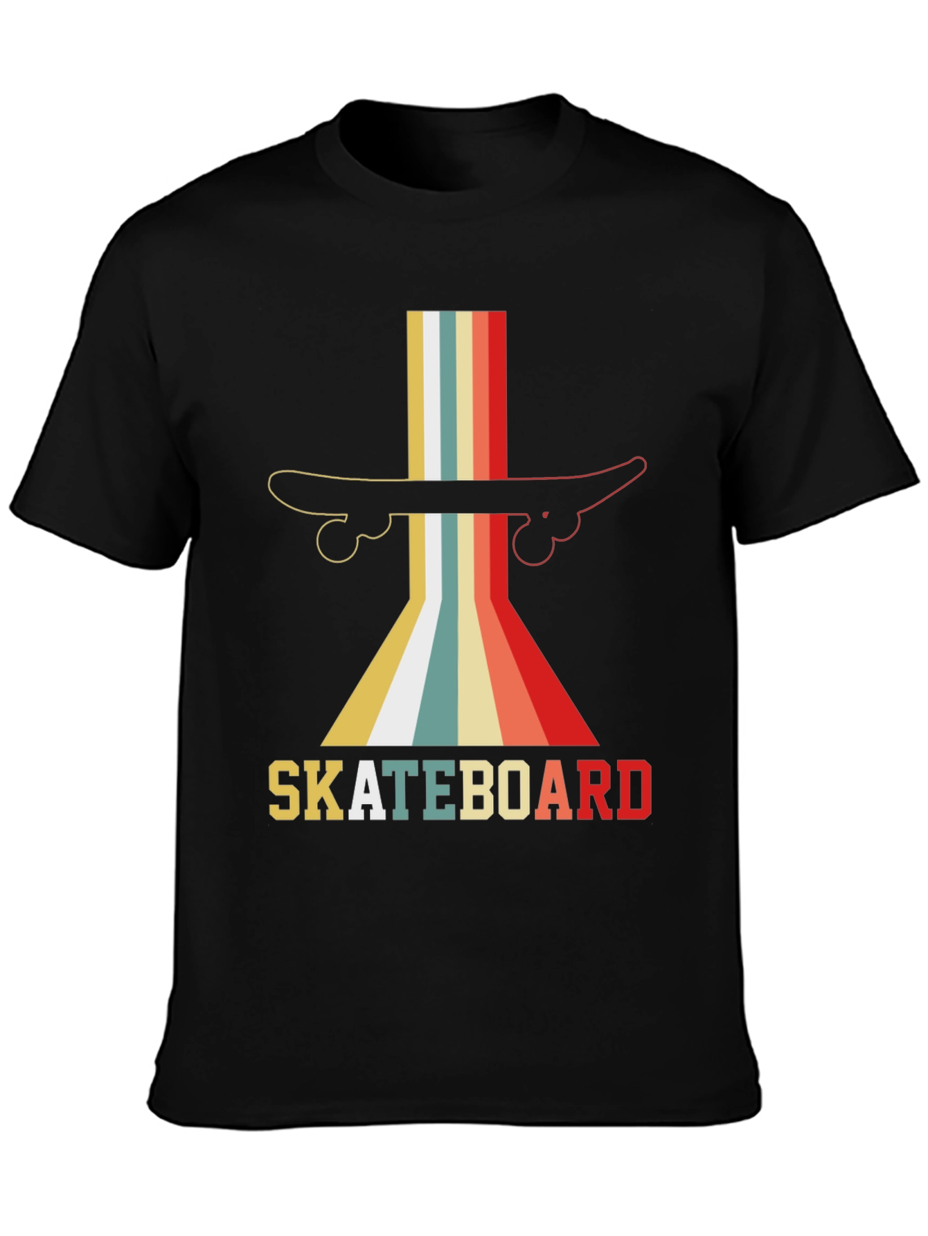 Black Retro Skateboard Graphic Tee - Vintage Style Shirt view 3