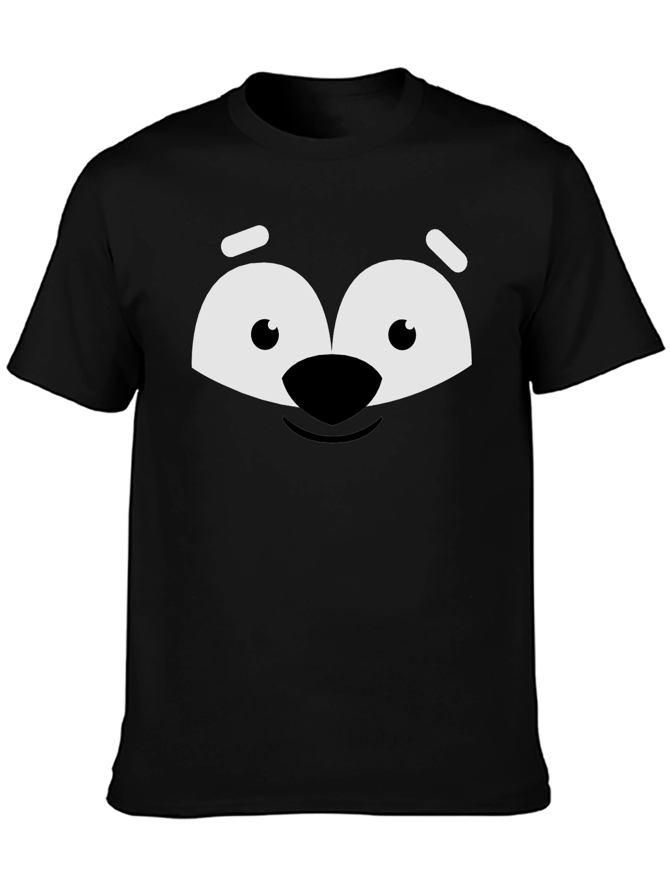 Black Cartoon Face Graphic Tee - Black Unisex Shirt view 3
