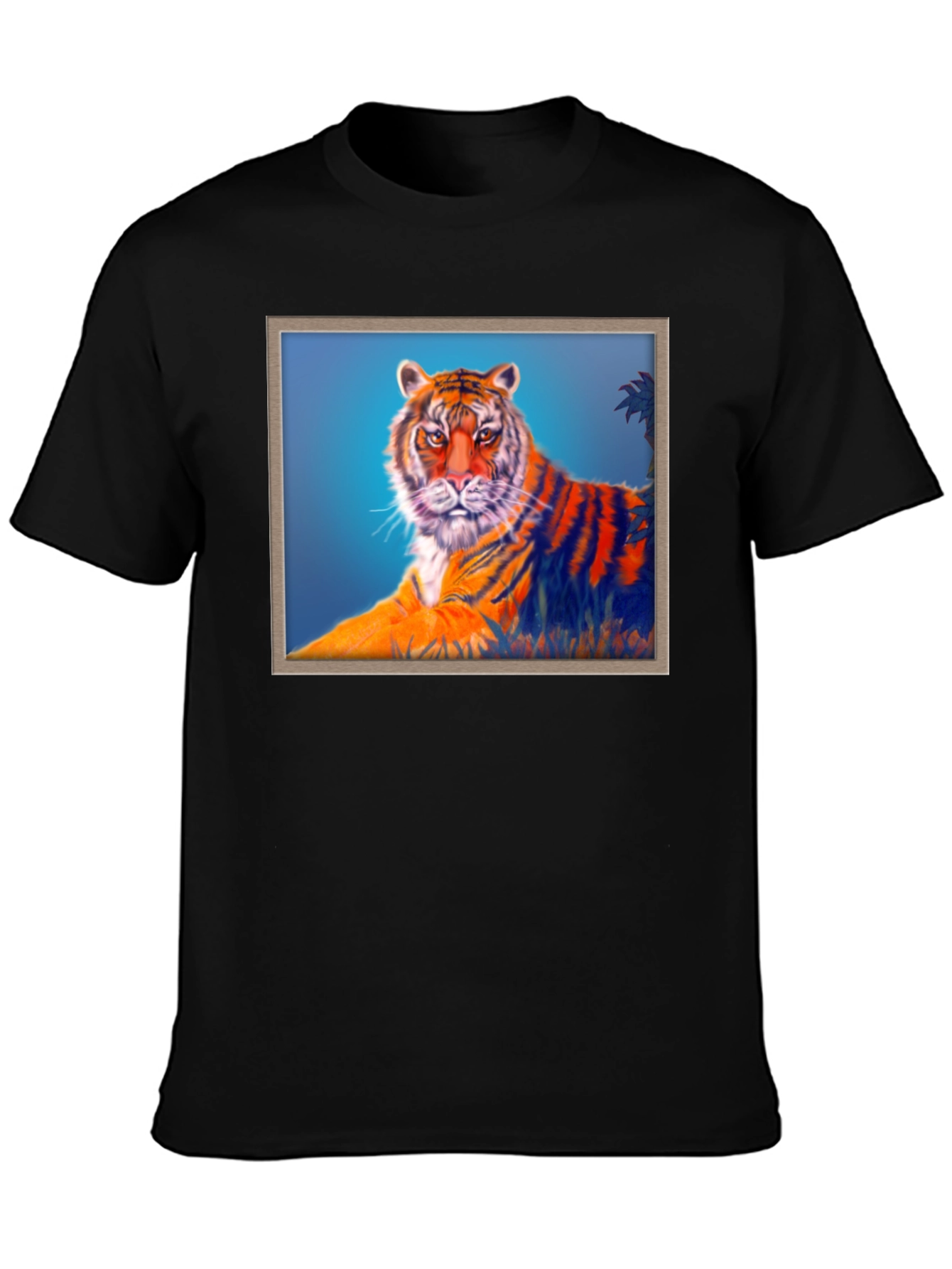 Black Tiger Graphic Print Crew Neck T-Shirt view 3
