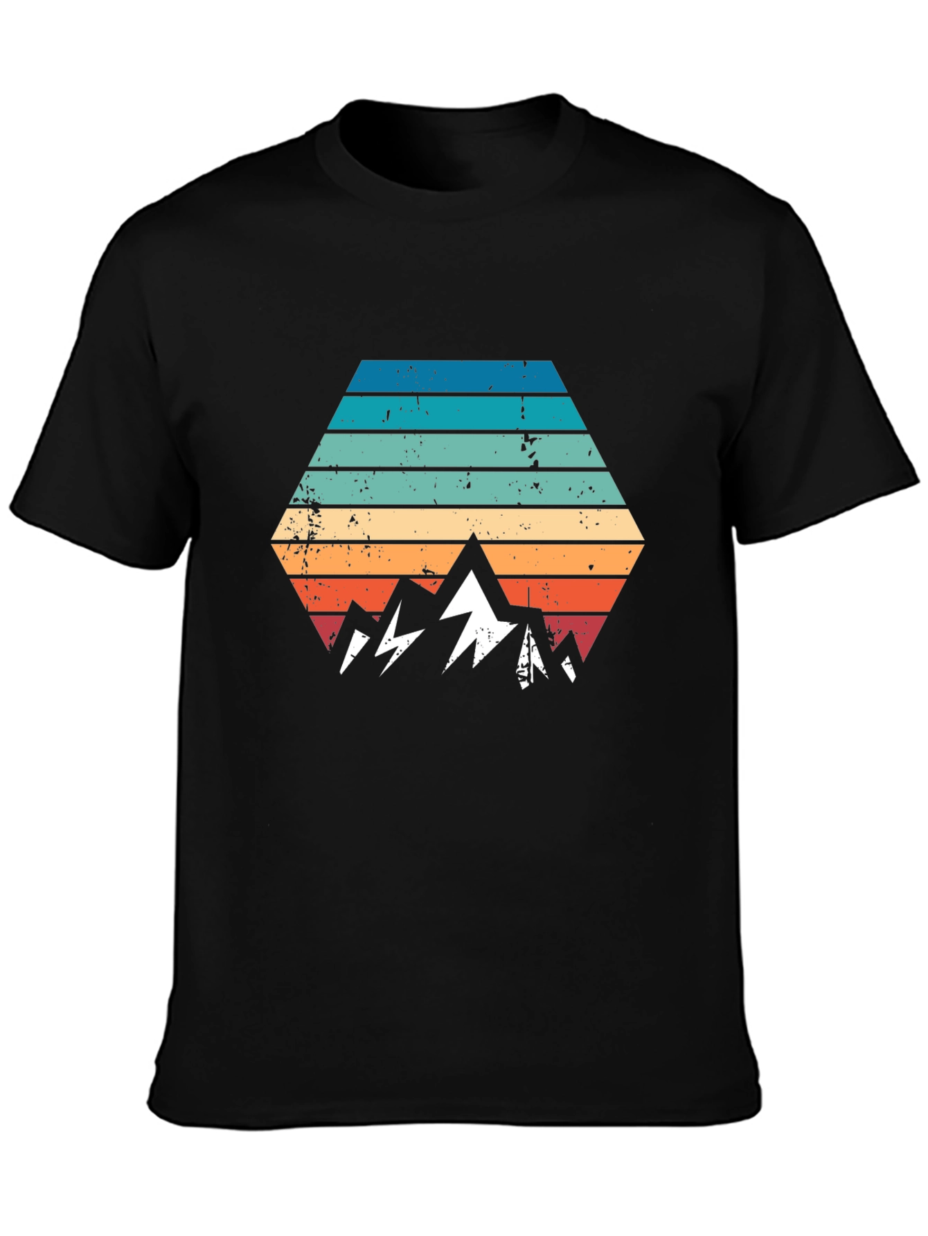 Black Retro Mountainscape Graphic Tee - Black view 3