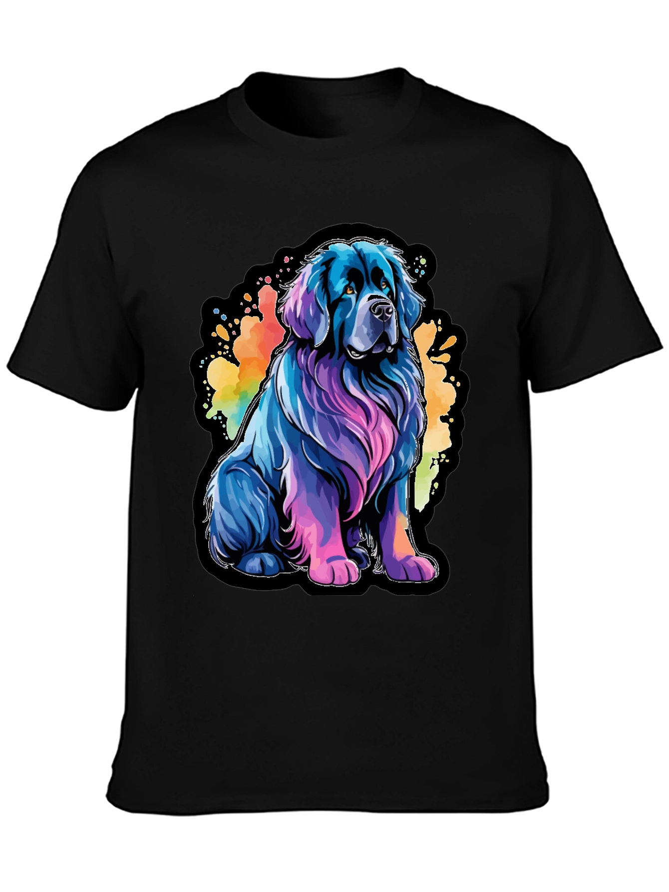 Black Colorful Dog Graphic Tee - Soft Cotton Blend view 3