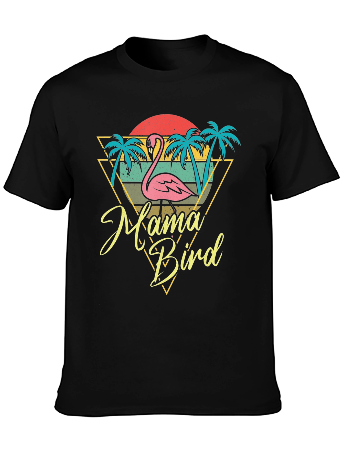 Black Mama Bird Flamingo Graphic Tee - Tropical Style view 3