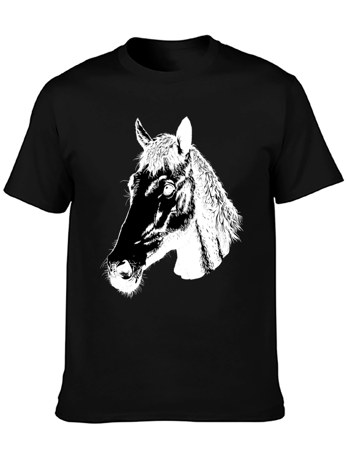 Black Men's Black Horse Graphic T-Shirt view 3