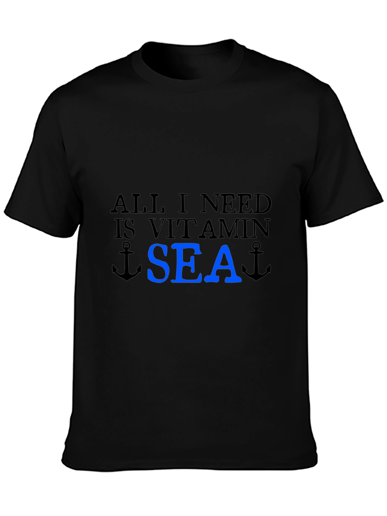 Black Vitamin Sea T-Shirt - Black Cotton Tee view 3