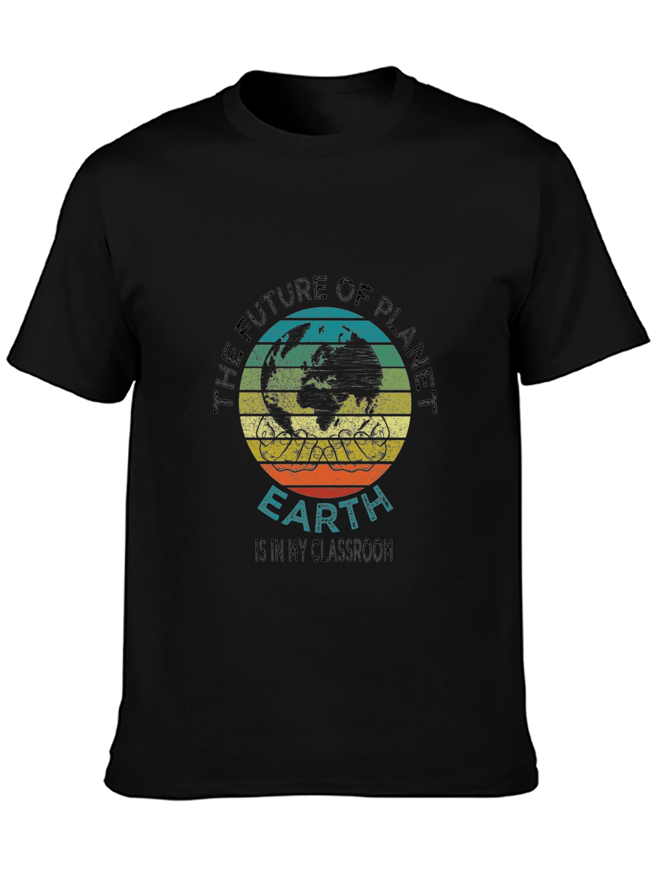 Black Planet Earth Classroom T-Shirt view 3