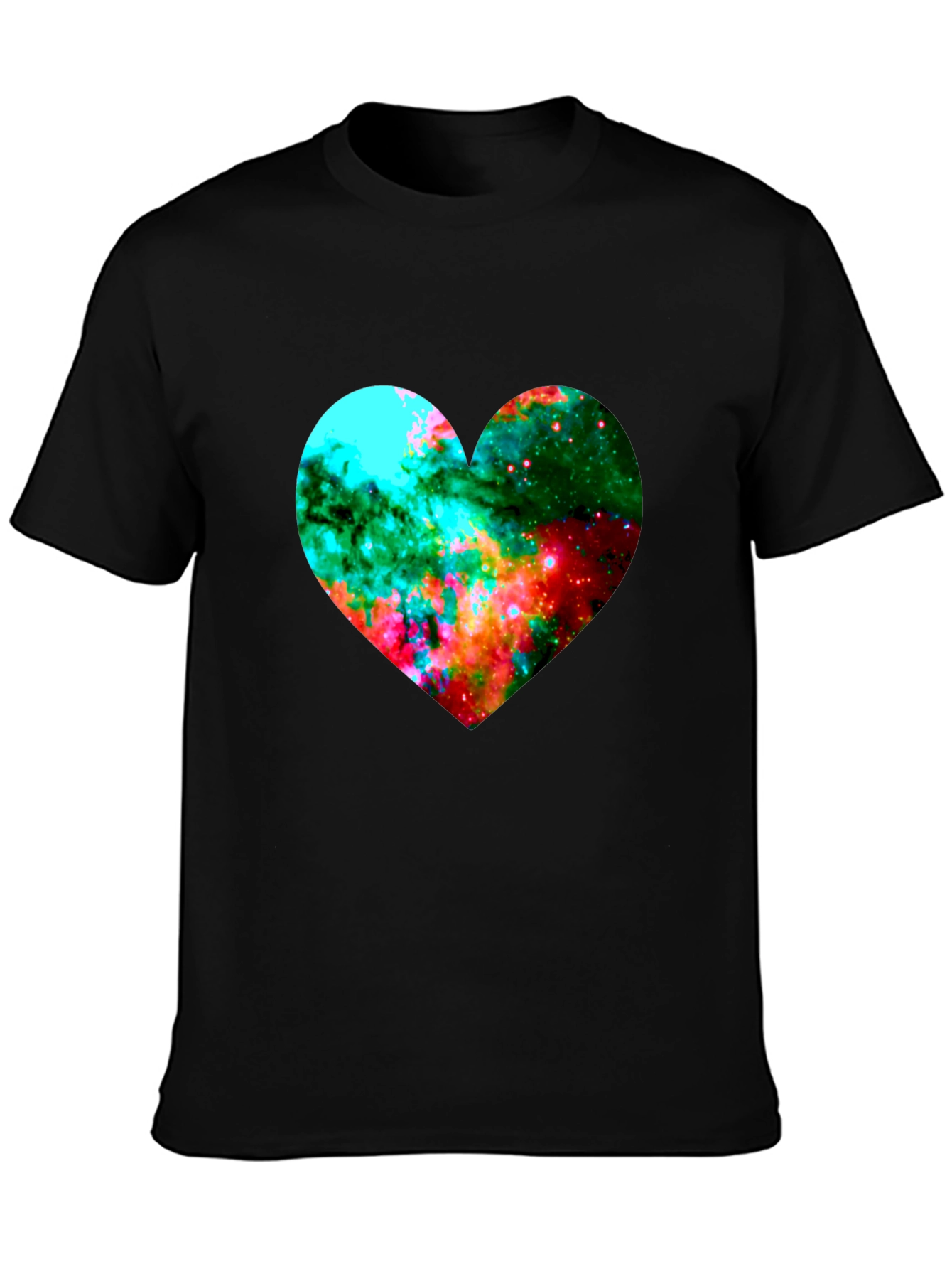 Black Galaxy Heart Graphic Black T-Shirt view 3
