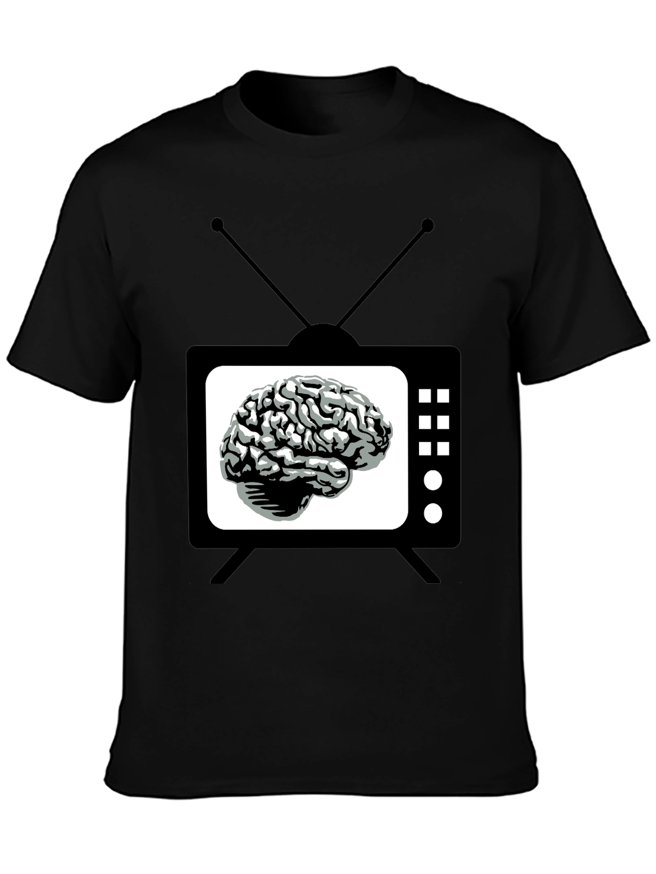 Brain TV Graphic Tee - Black Novelty T-Shirt - 3