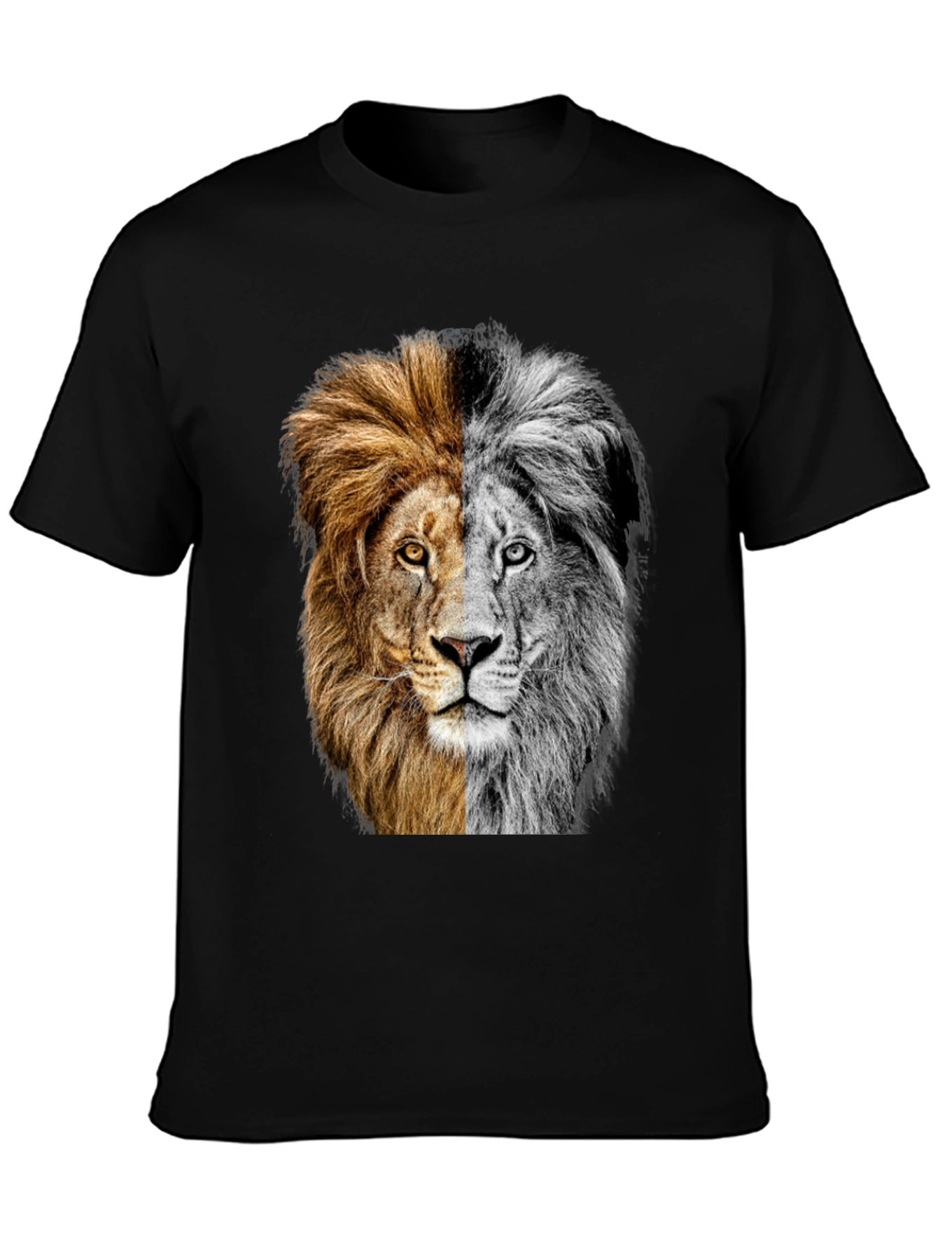 Black Two-Faced Lion Graphic Tee - Bold Animal Print view 3