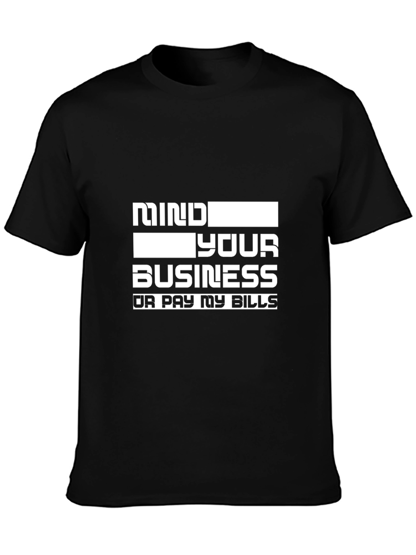 Black Mind Your Business Slogan Graphic Tee - Black view 3