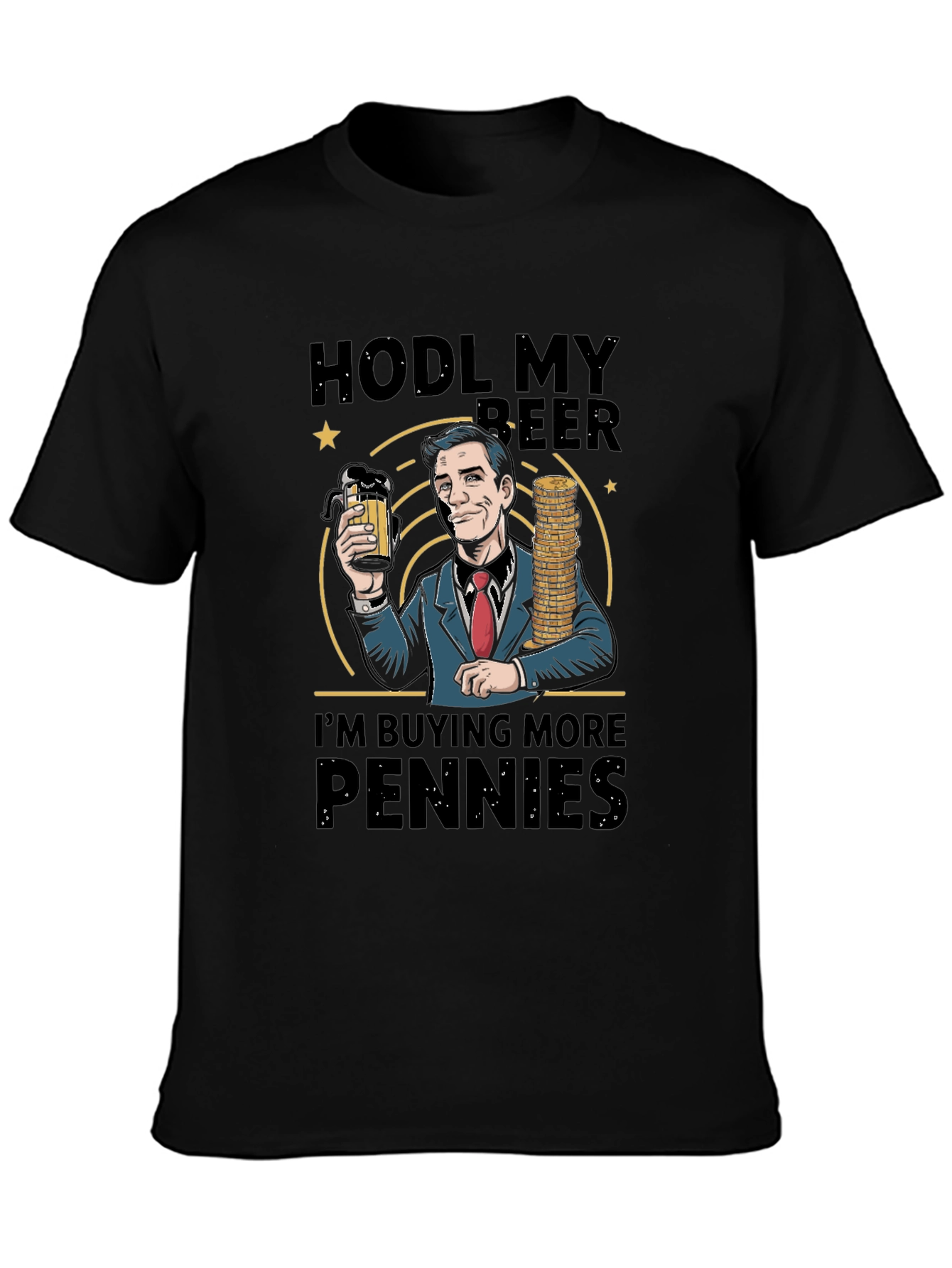 Black HODL My Beer Funny Crypto T-Shirt view 3