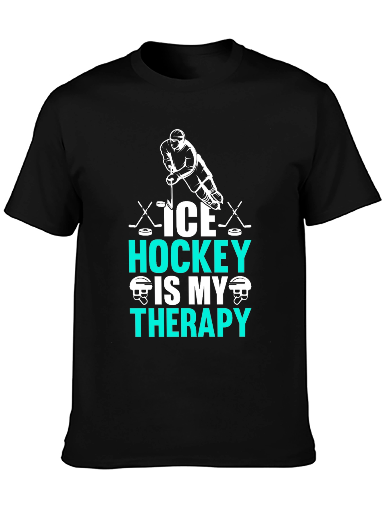 Black Ice Hockey Therapy Graphic T-Shirt for Hockey Lovers view 3