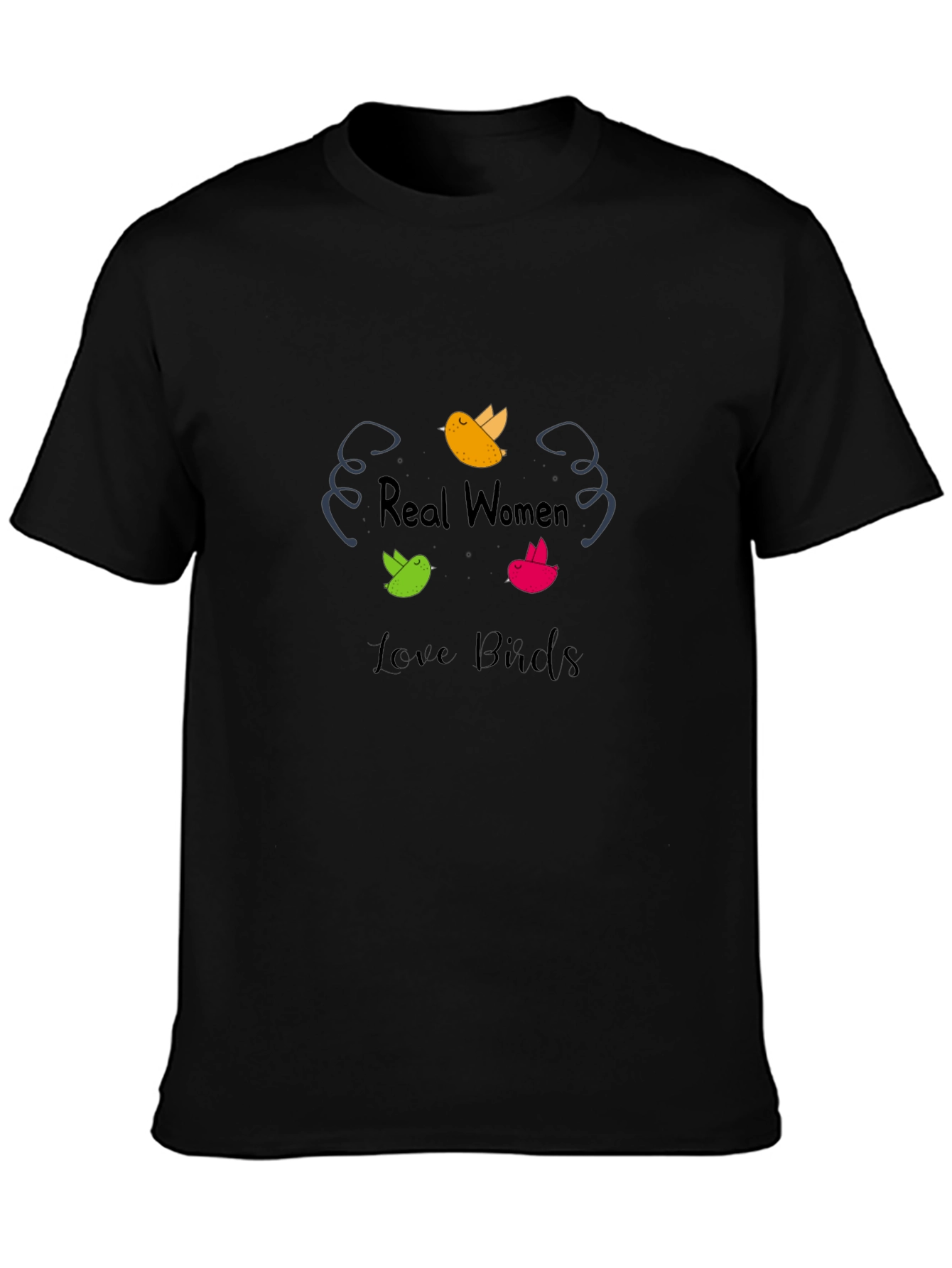 Black Real Women Love Birds Graphic T-Shirt view 3