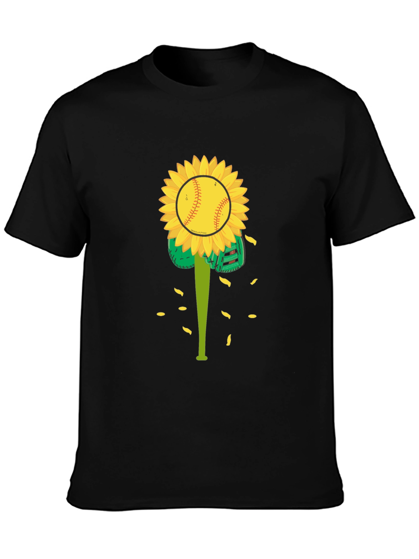 Black Sunflower Baseball Graphic Tee view 3