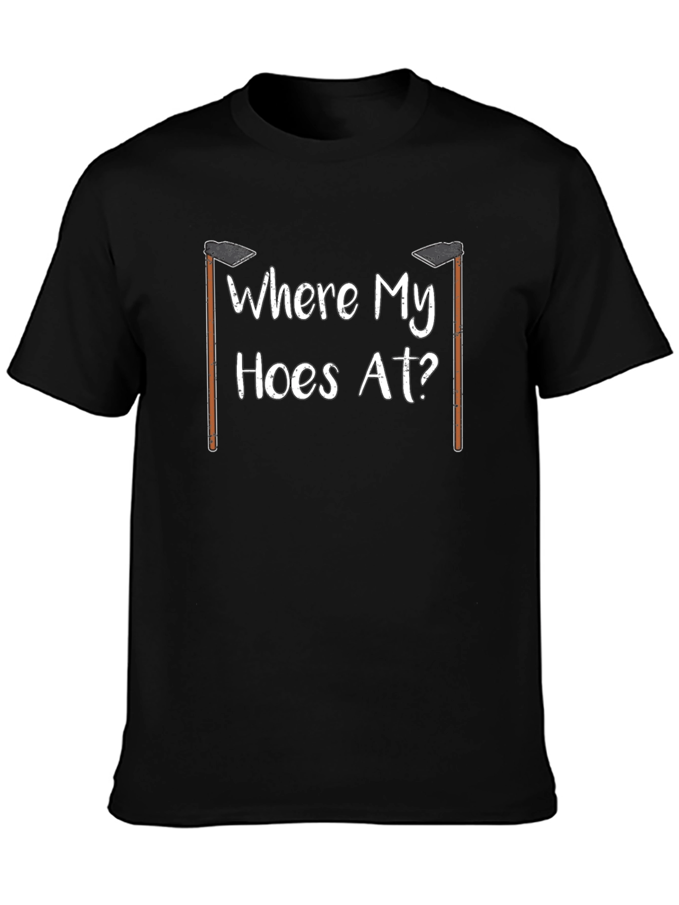 Black "Where My Hoes At?" Novelty Graphic T-Shirt view 3