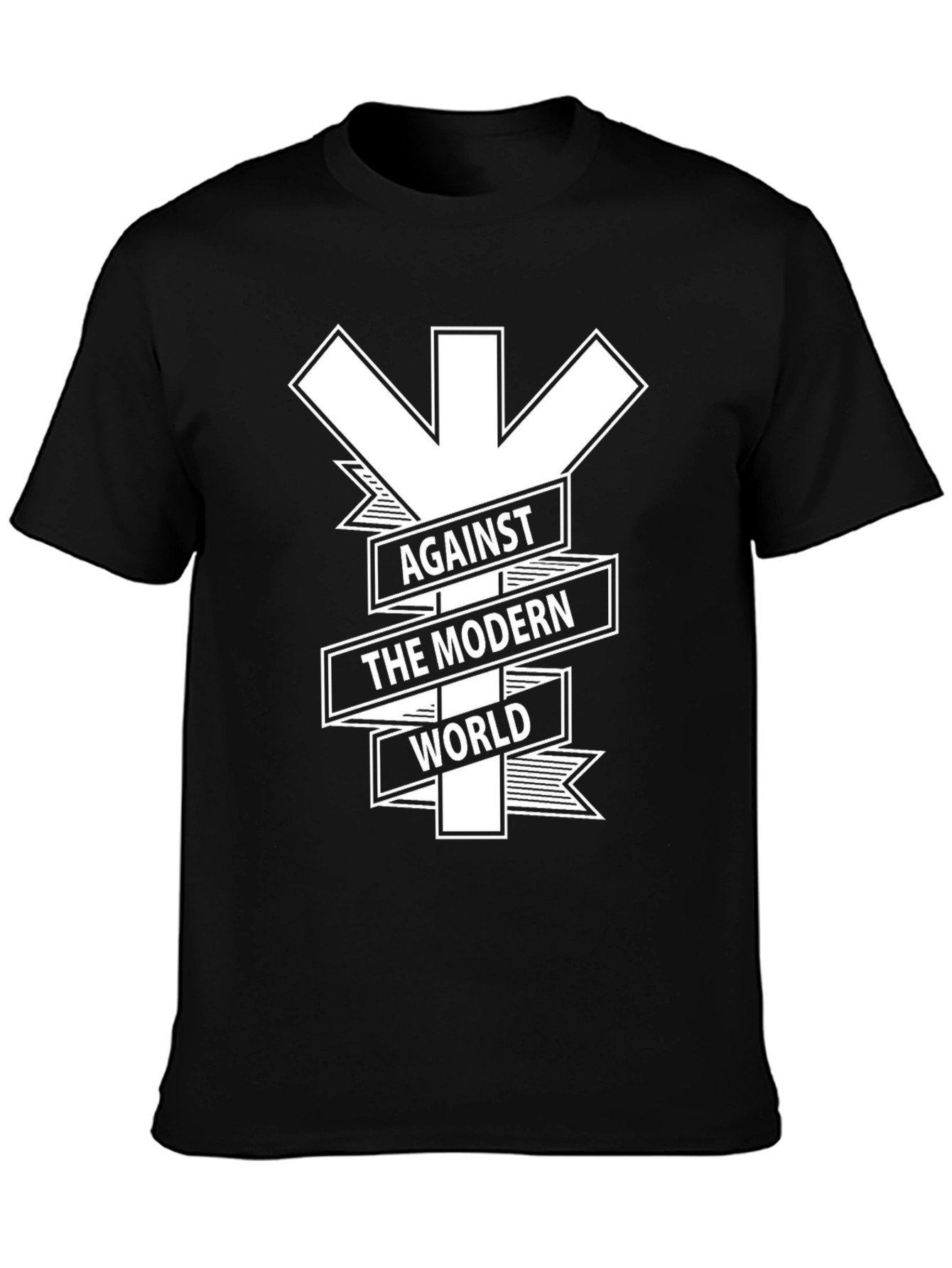 Black Against the Modern World Graphic Tee - Black Cotton Blend view 3