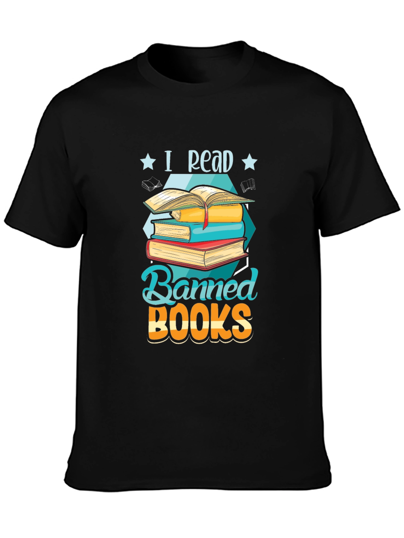Black I Read Banned Books Graphic T-Shirt - Book Lover Tee view 3