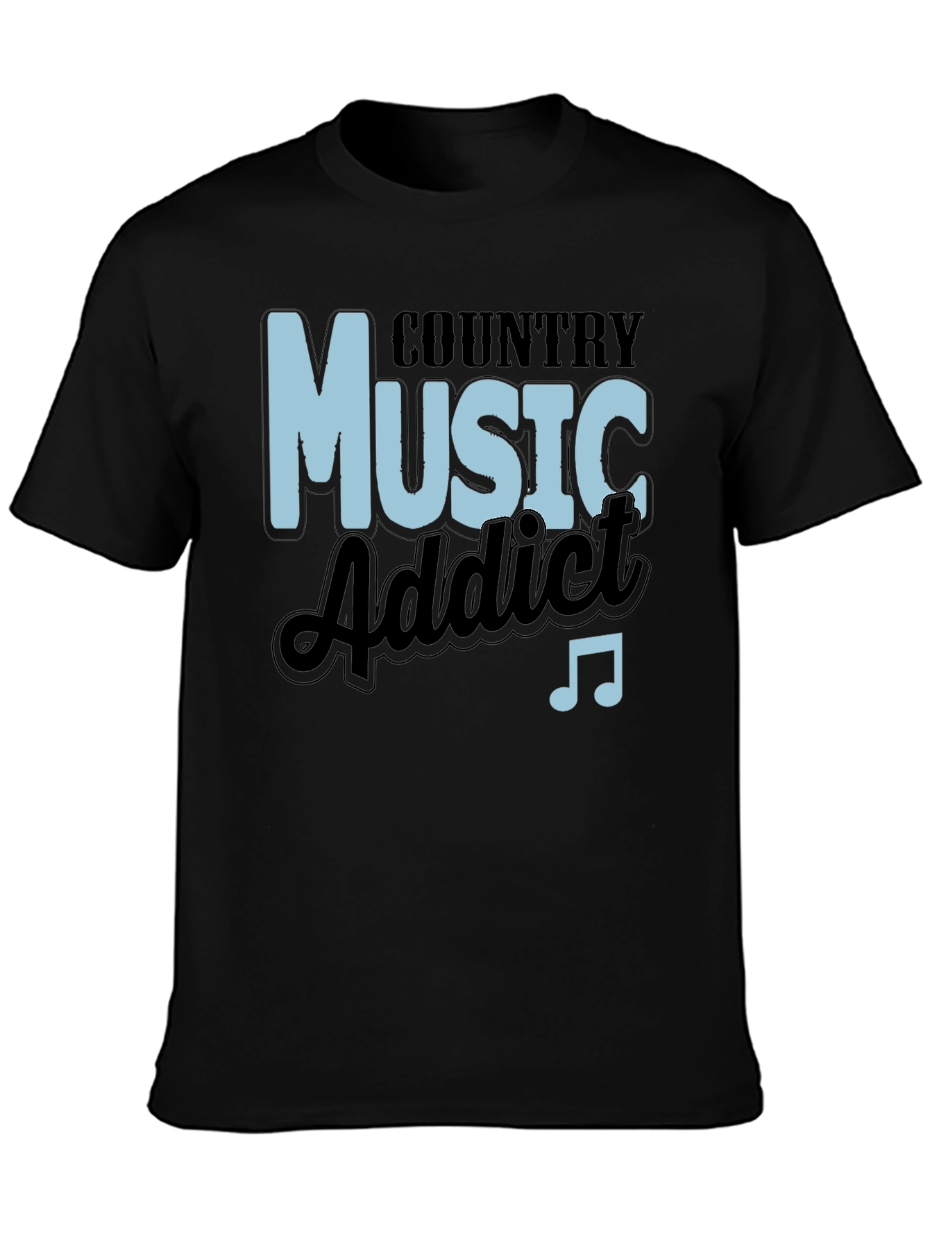 Black Country Music Addict Black T-Shirt view 3