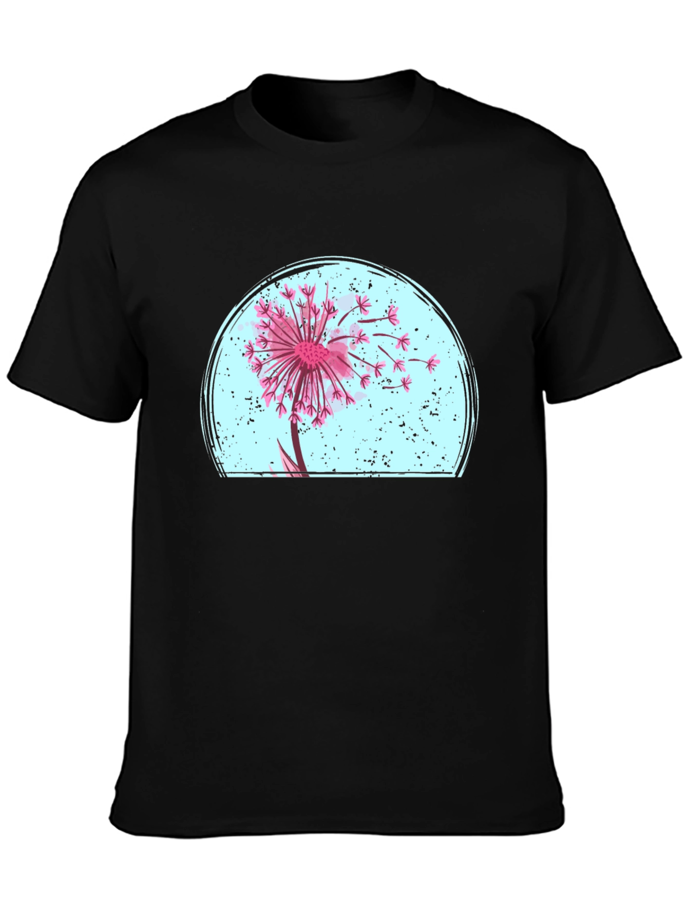 Black Dandelion Graphic Tee - Relaxed Fit Black T-Shirt view 3