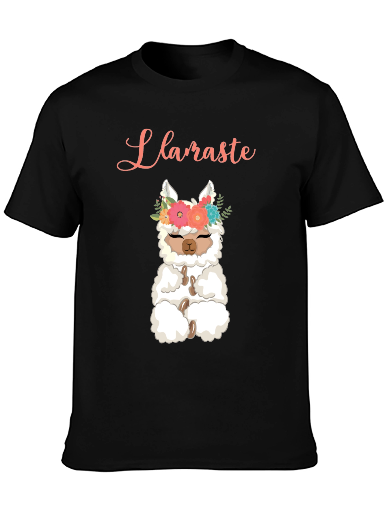 Black Llaraste Llama T-Shirt - Funny Cute Yoga Alpaca Tee view 3