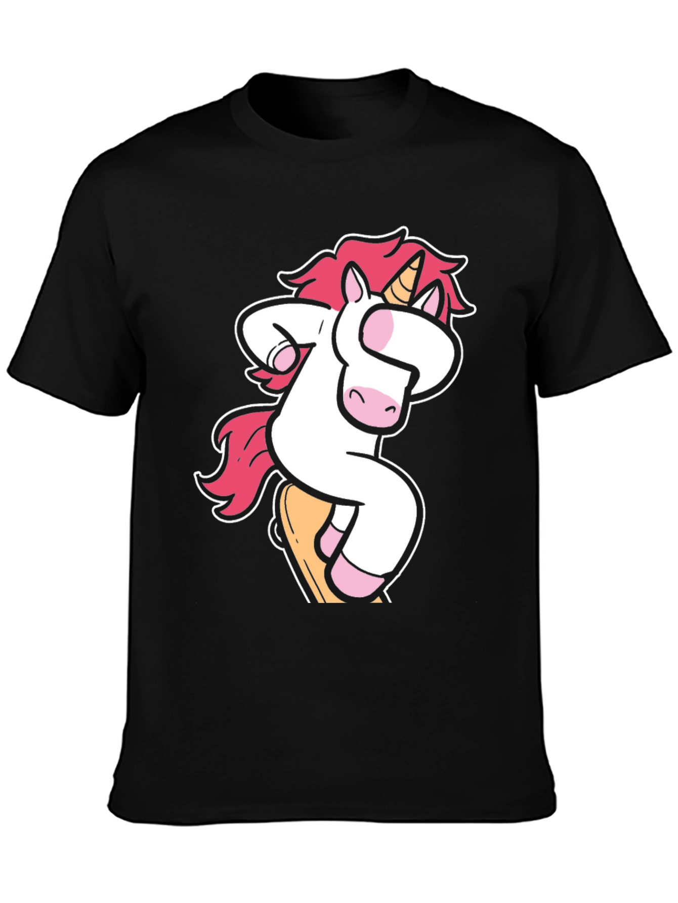 Black Unicorn Skateboarder Graphic T-Shirt view 3