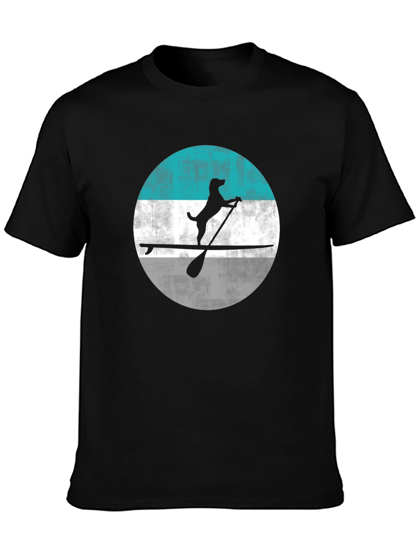 Black Dog Paddle Board T-Shirt - Black, Canine Adventure view 3