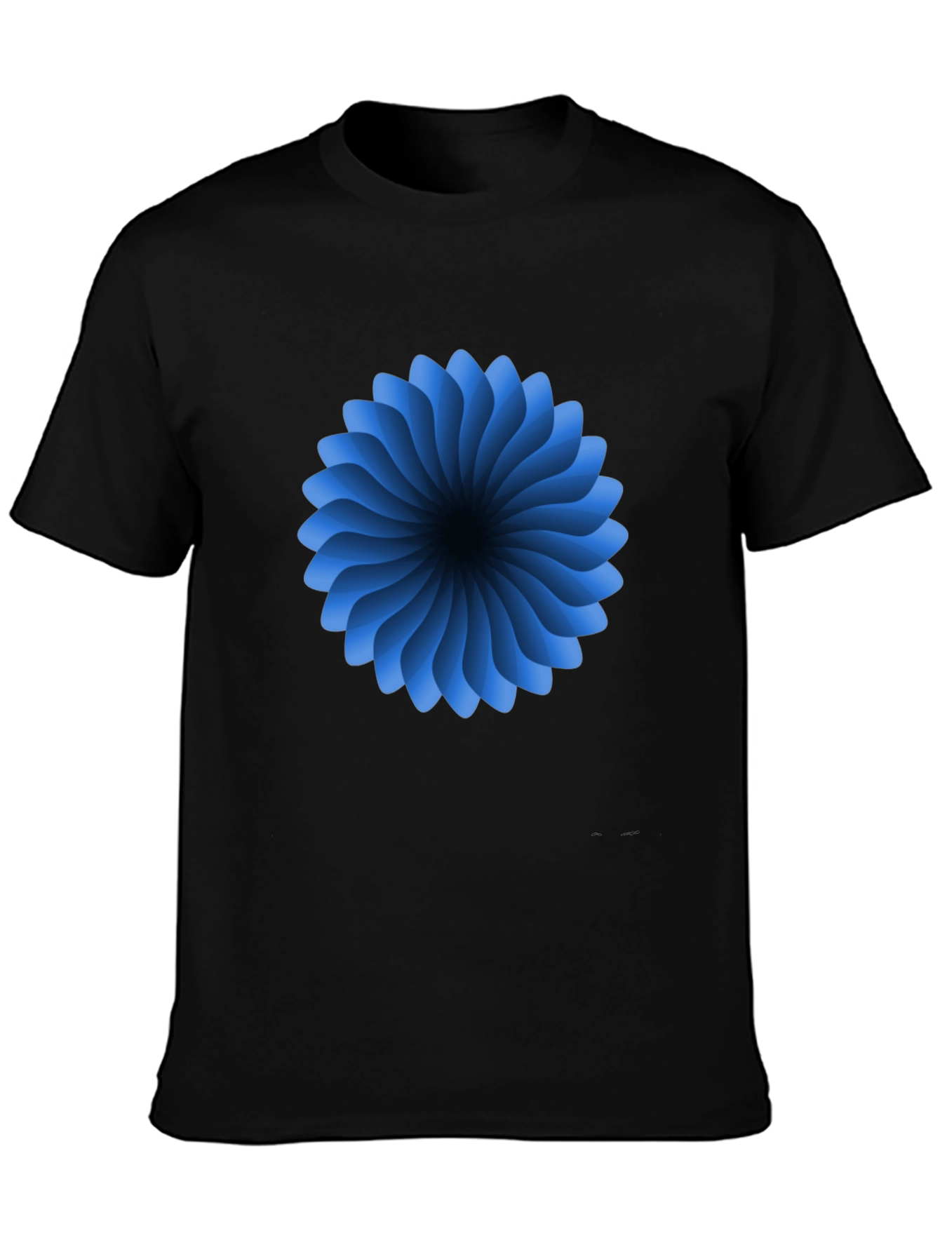 Black Abstract Blue Flower Graphic Black T-Shirt view 3