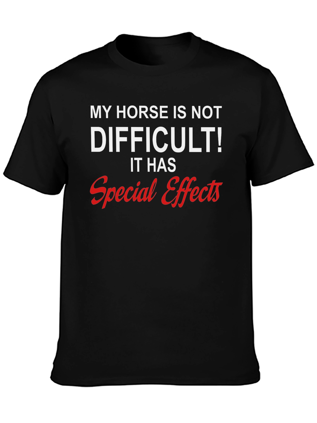 Black Funny Horse T-Shirt - Special Effects view 3