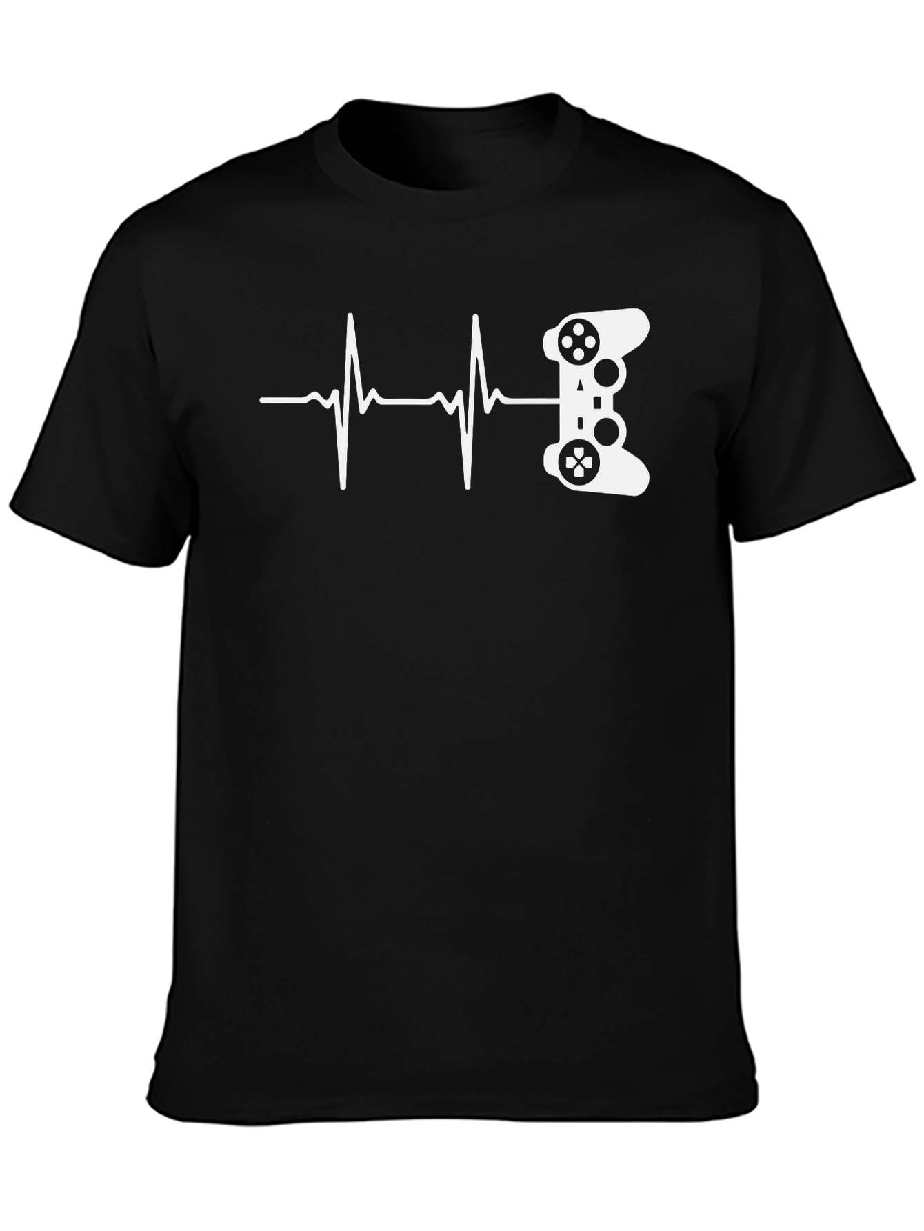 Black Gamer Heartbeat Graphic Tee - Black view 3