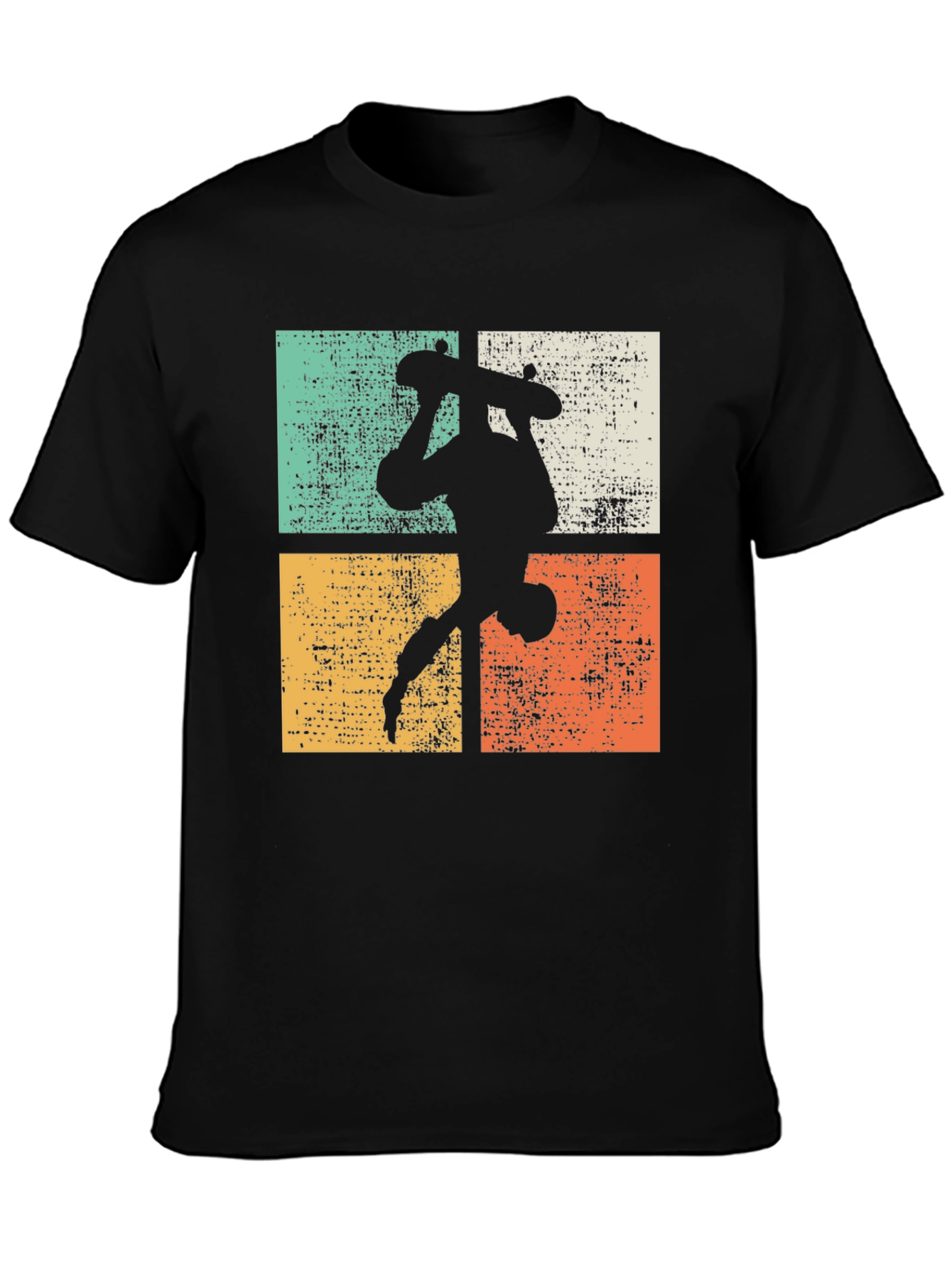 Black Retro Skateboarder Graphic Tee view 3