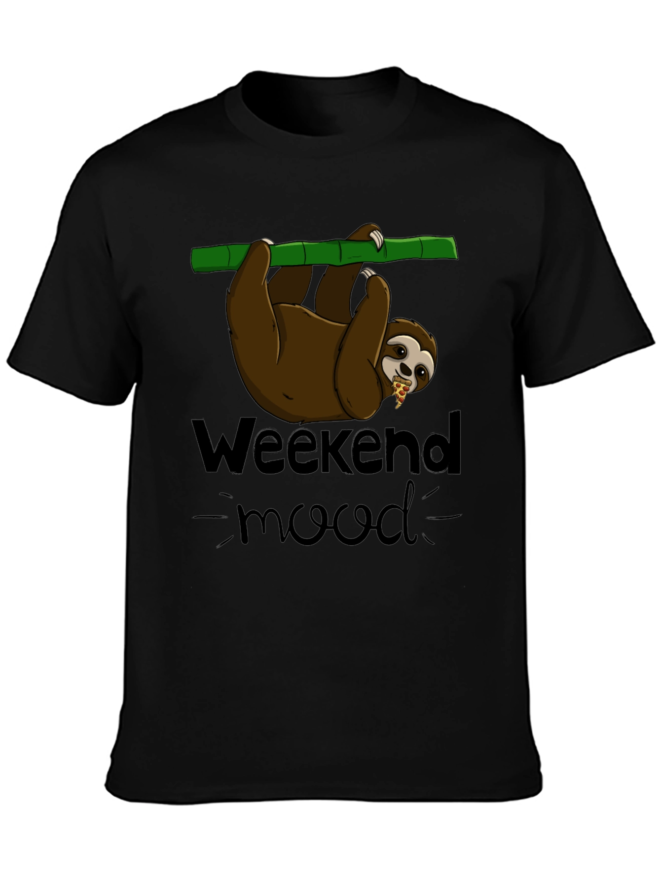 Black Weekend Mood Sloth Graphic T-Shirt view 3