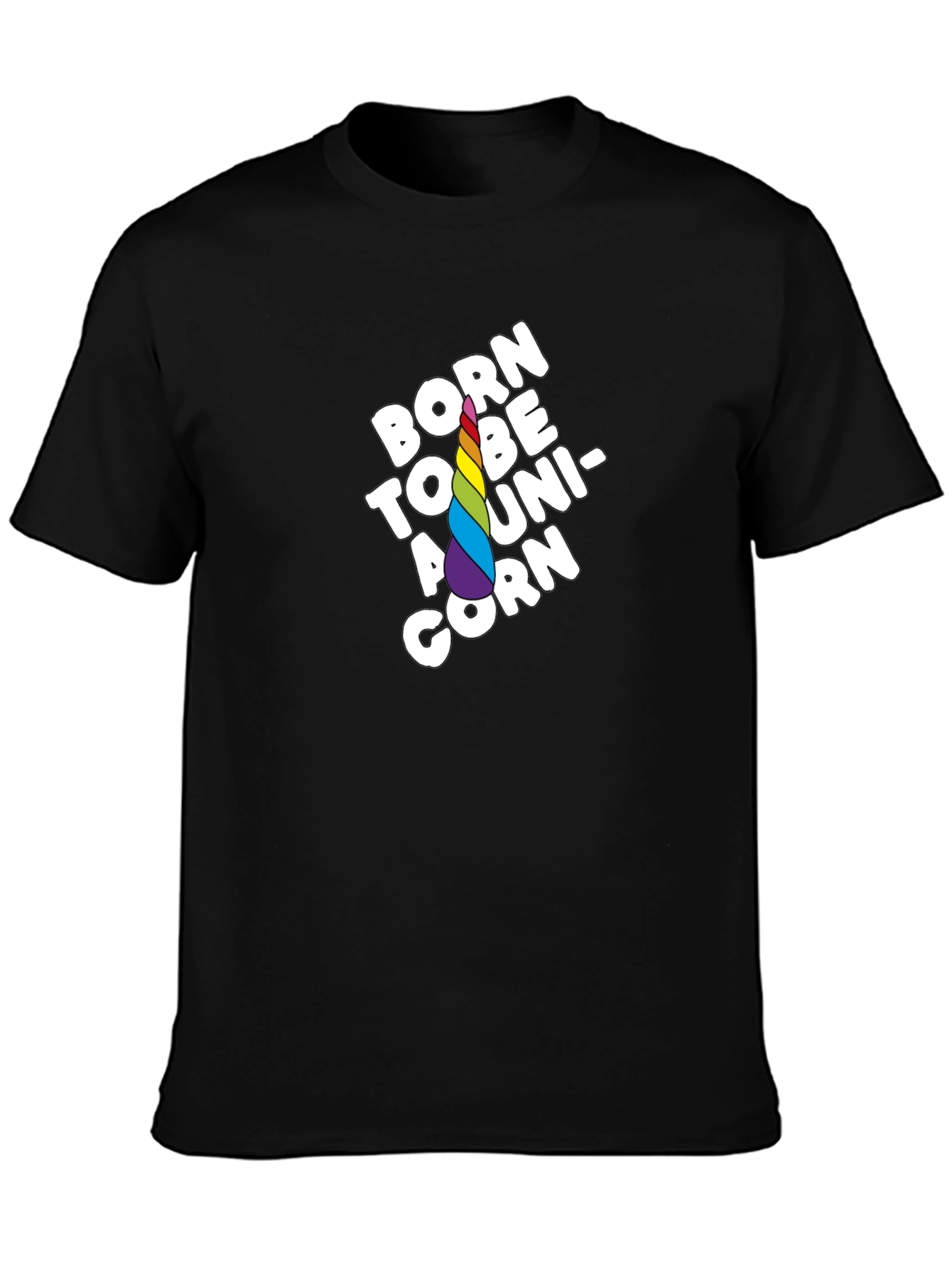 Black Born to Be a Unicorn Black T-Shirt view 3