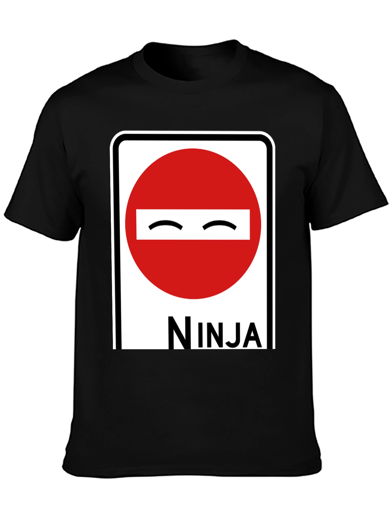 Black Ninja Road Sign Graphic T-Shirt view 3