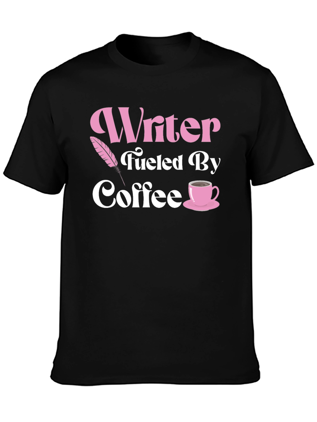 Black Writer Fueled By Coffee Black T-Shirt view 3