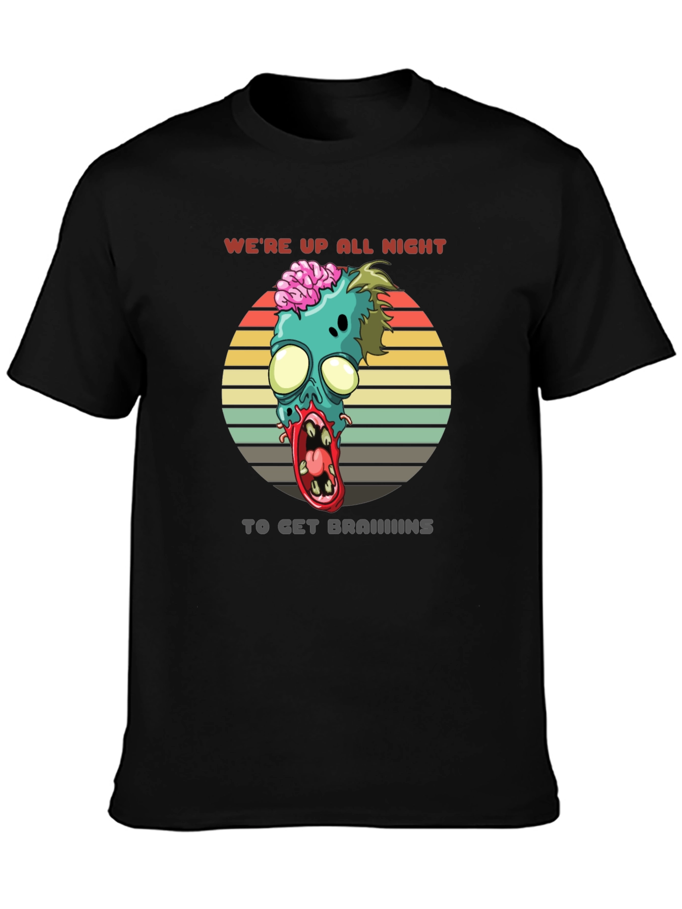 Black Zombie Brains T-Shirt - We're Up All Night view 3