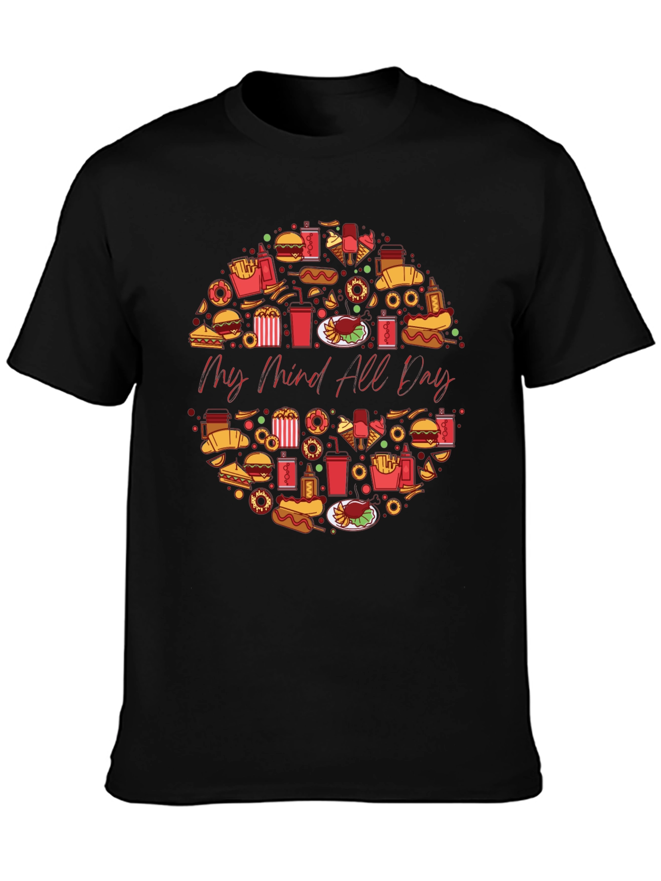 Black My Mind All Day Foodie T-Shirt - Black, Casual view 3