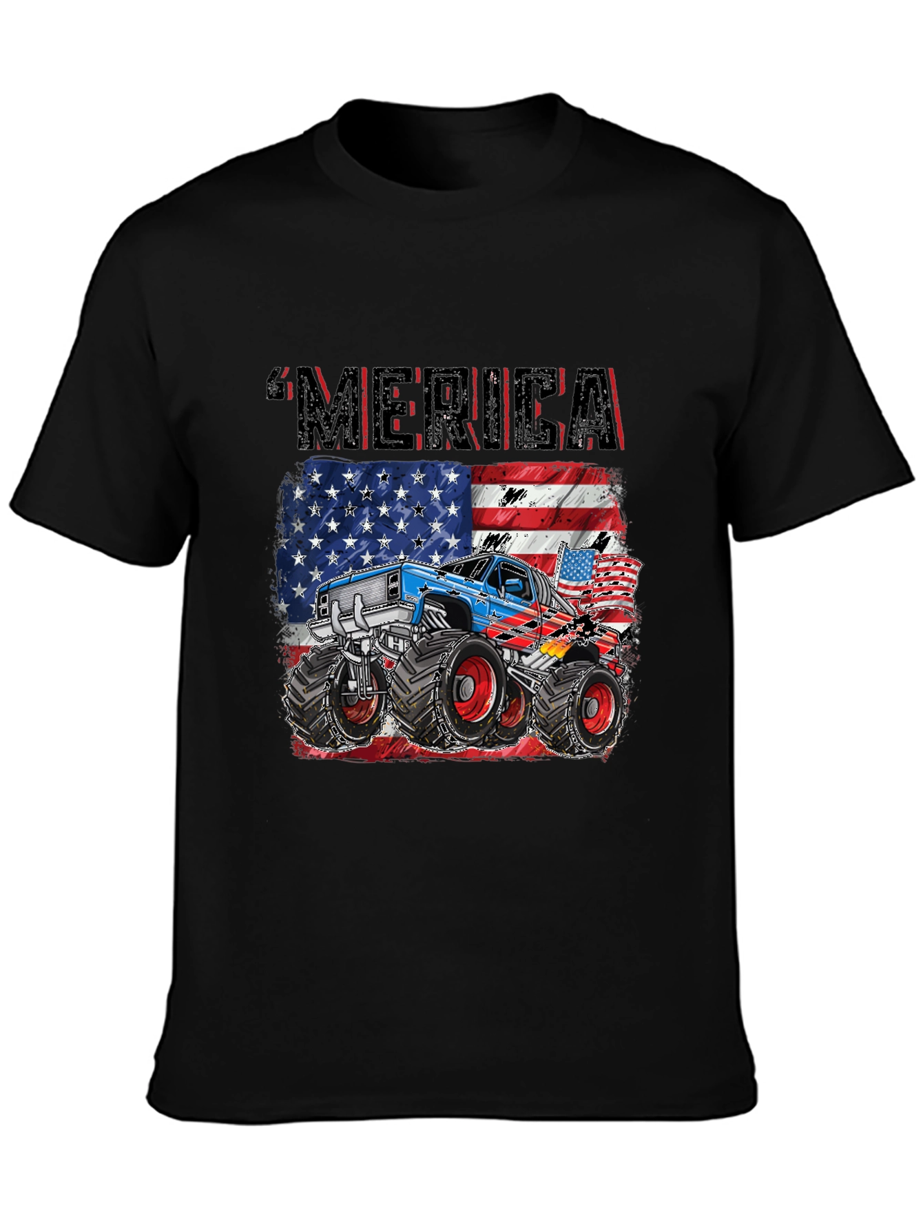 Black American Pride Monster Truck Graphic Tee view 3