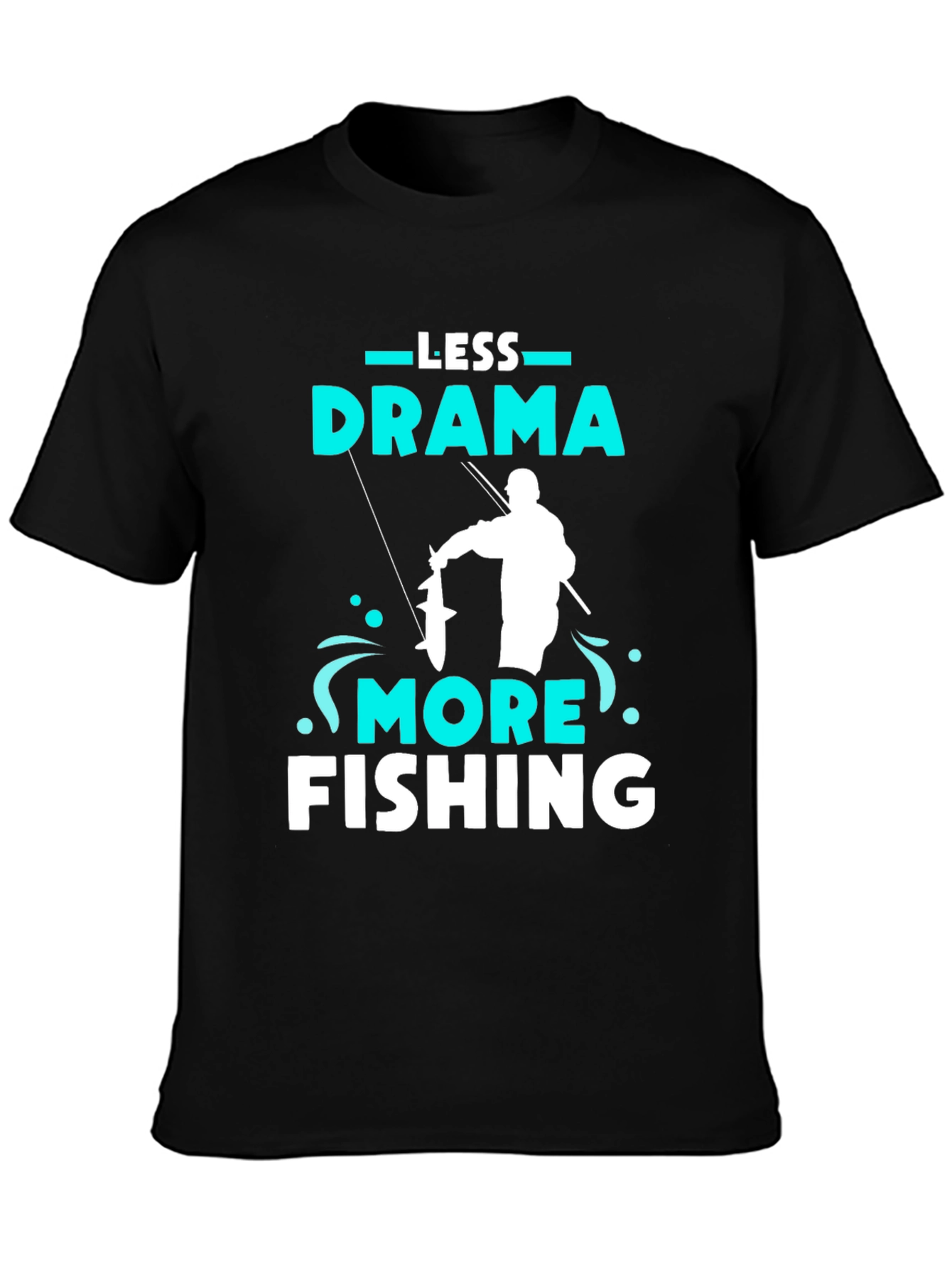 Black Less Drama More Fishing Graphic Tee view 3