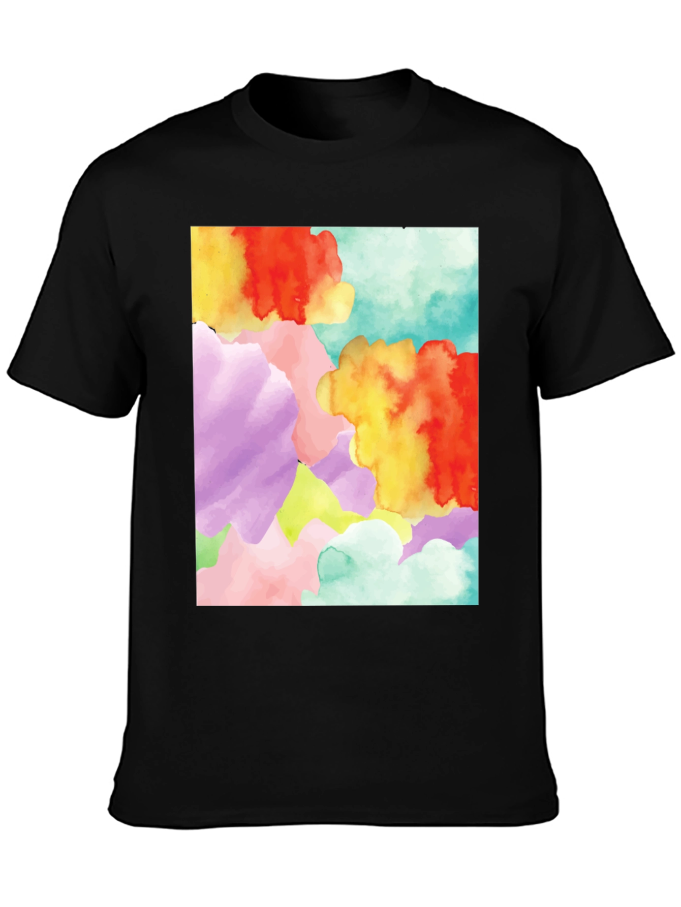 Black Abstract Watercolor Graphic Tee - Unique Design view 3