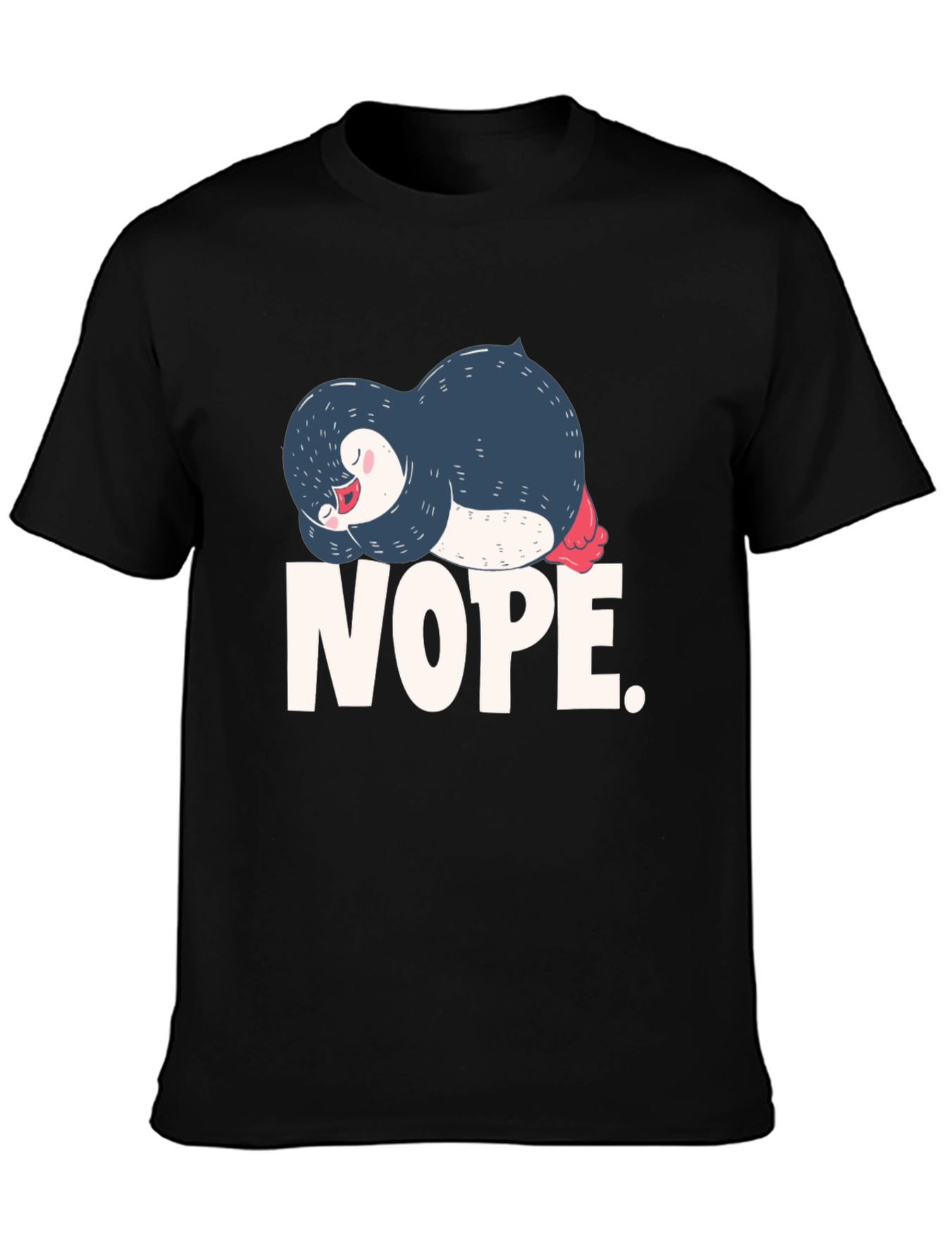 Black Nope Penguin Graphic T-Shirt view 3