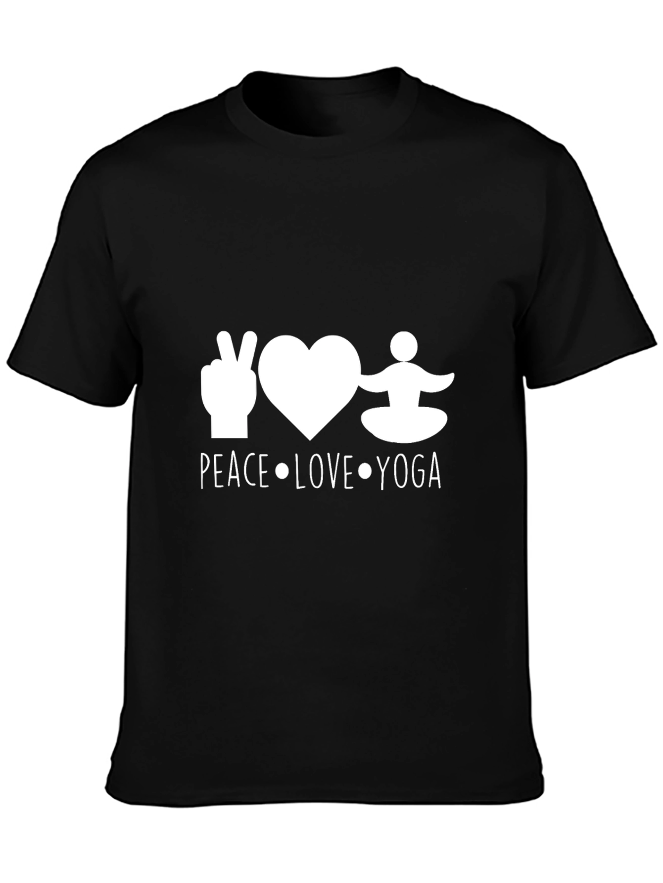 Black Peace Love Yoga Black T-Shirt view 3