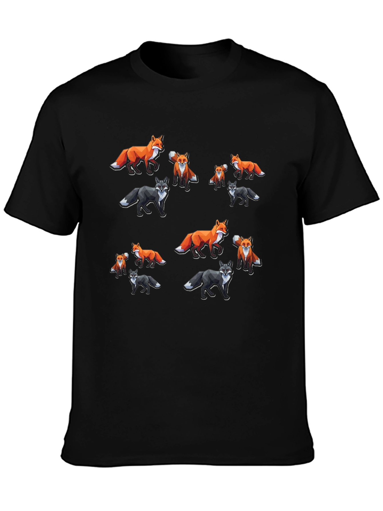 Black Fox Graphic Black T-Shirt, Unique Design view 3
