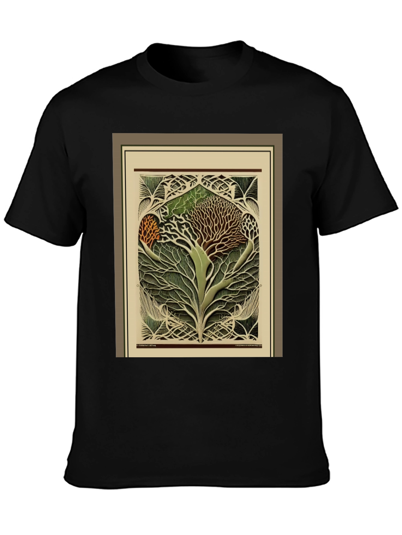 Black Arboreal Art Tee - Unique Tree of Life Design view 3