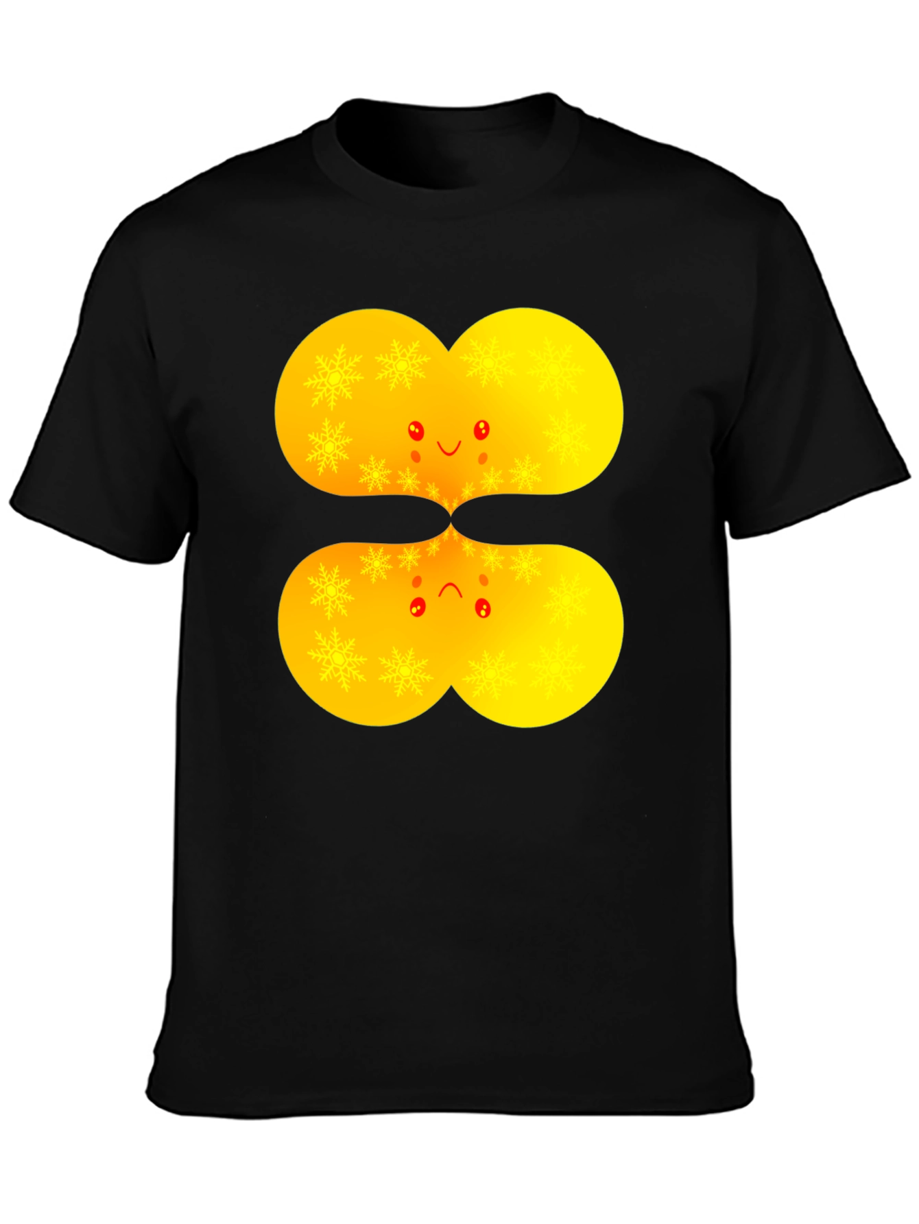 Black Cute & Sad Faces Graphic Black T-Shirt view 3