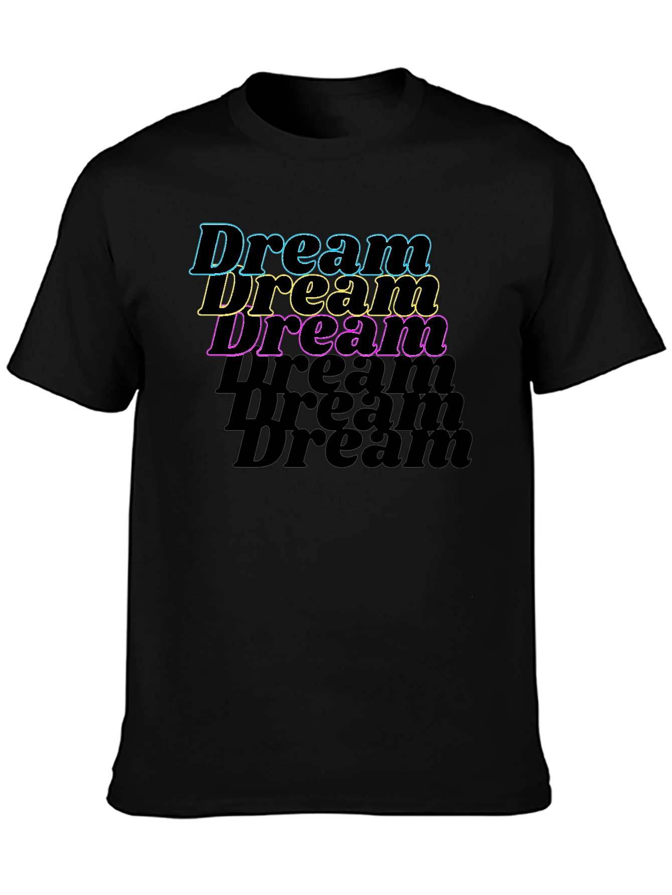 Black Dream Text Graphic Black T-Shirt view 3