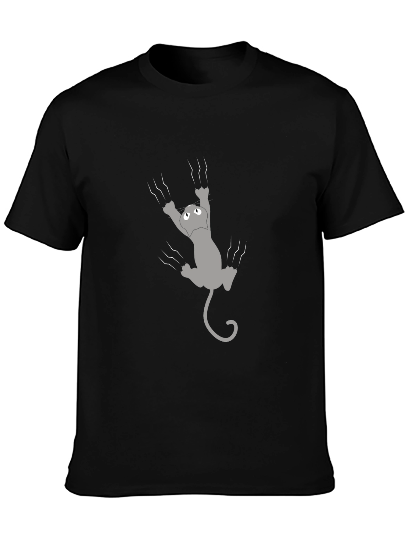 Black Climbing Cat Graphic Tee - Funny Novelty T-Shirt view 3