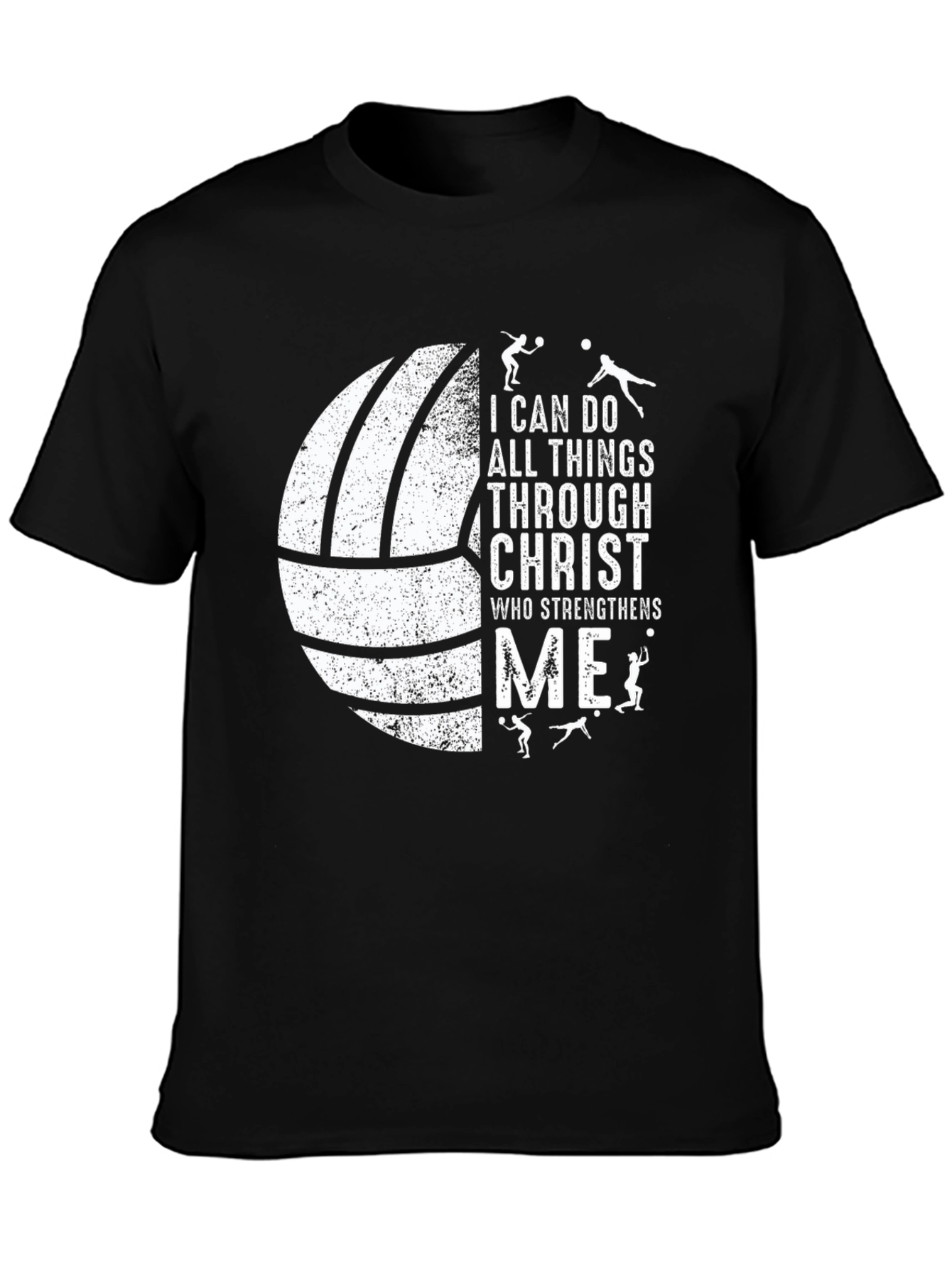Black Volleyball Christian T-Shirt view 3