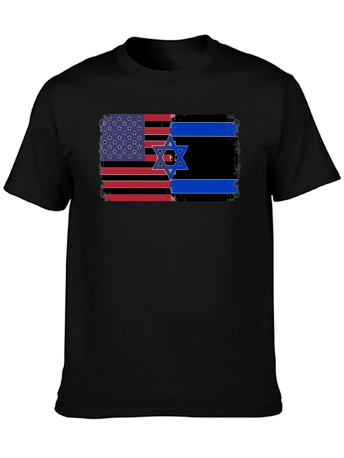 Black USA Israel Flag Graphic Tee view 3