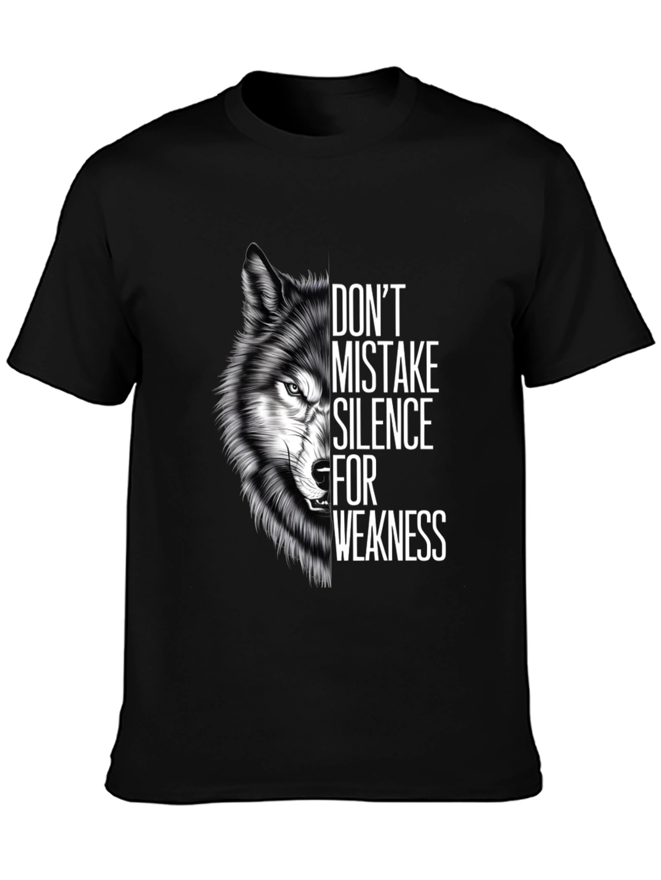Black Wolf Silence Graphic Tee - Don't Mistake Silence For Weakness T-Shirt view 3