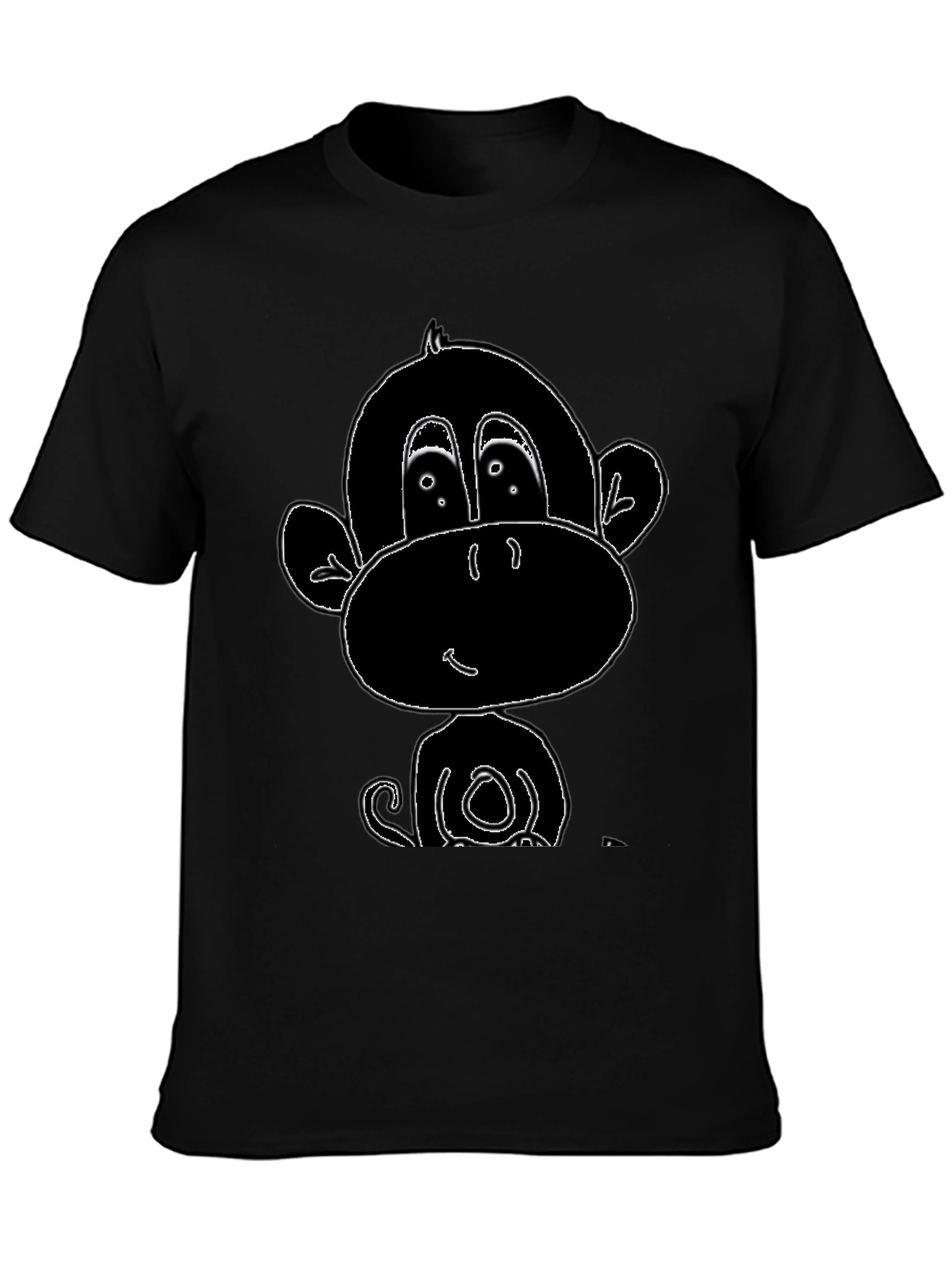Black Cartoon Monkey Graphic Tee - Black view 3